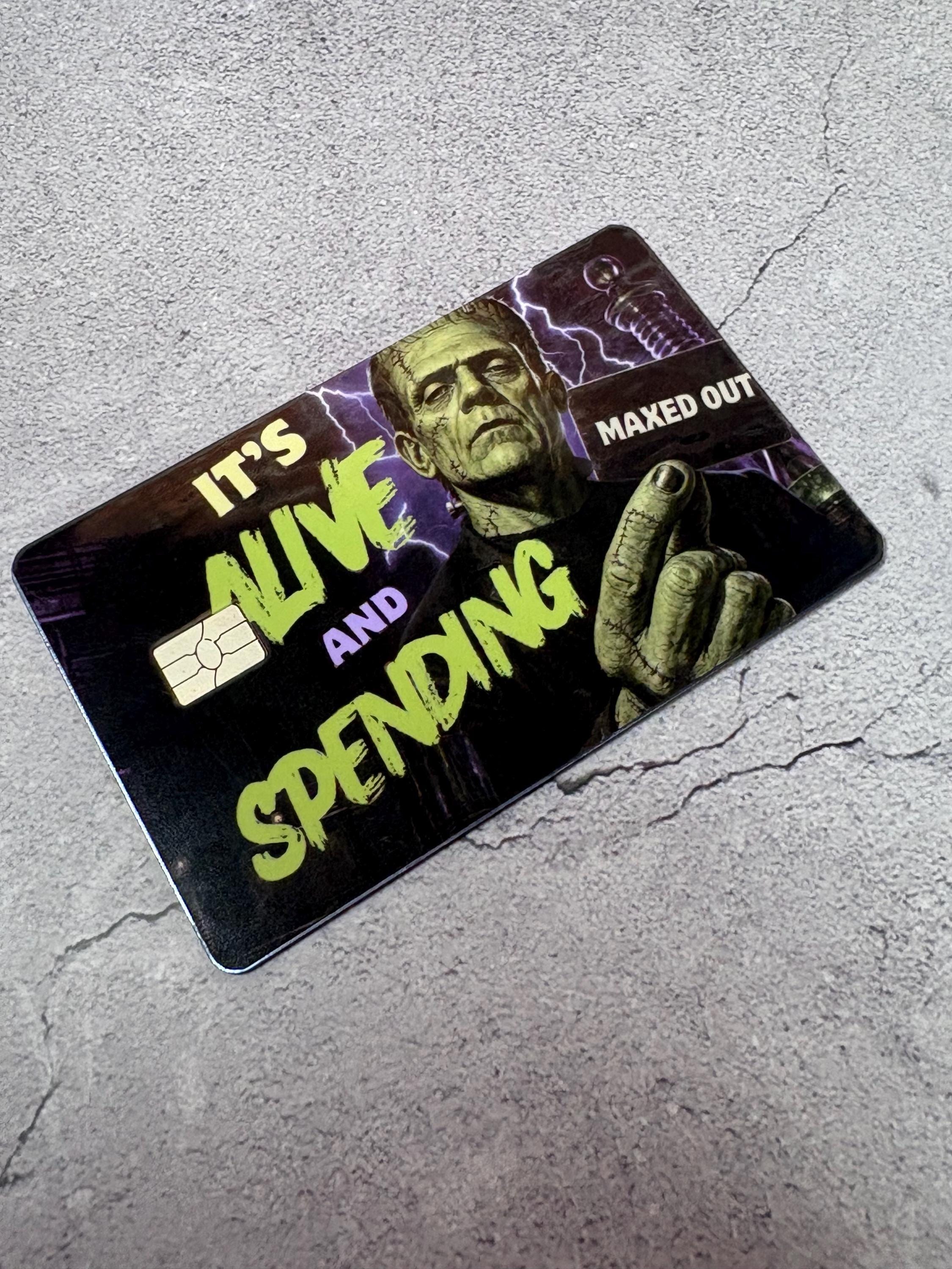 It's Alive and Spending Card Skin | Funny Frankenstein Halloween Debit Sticker | Maxed Out Cover, view 6
