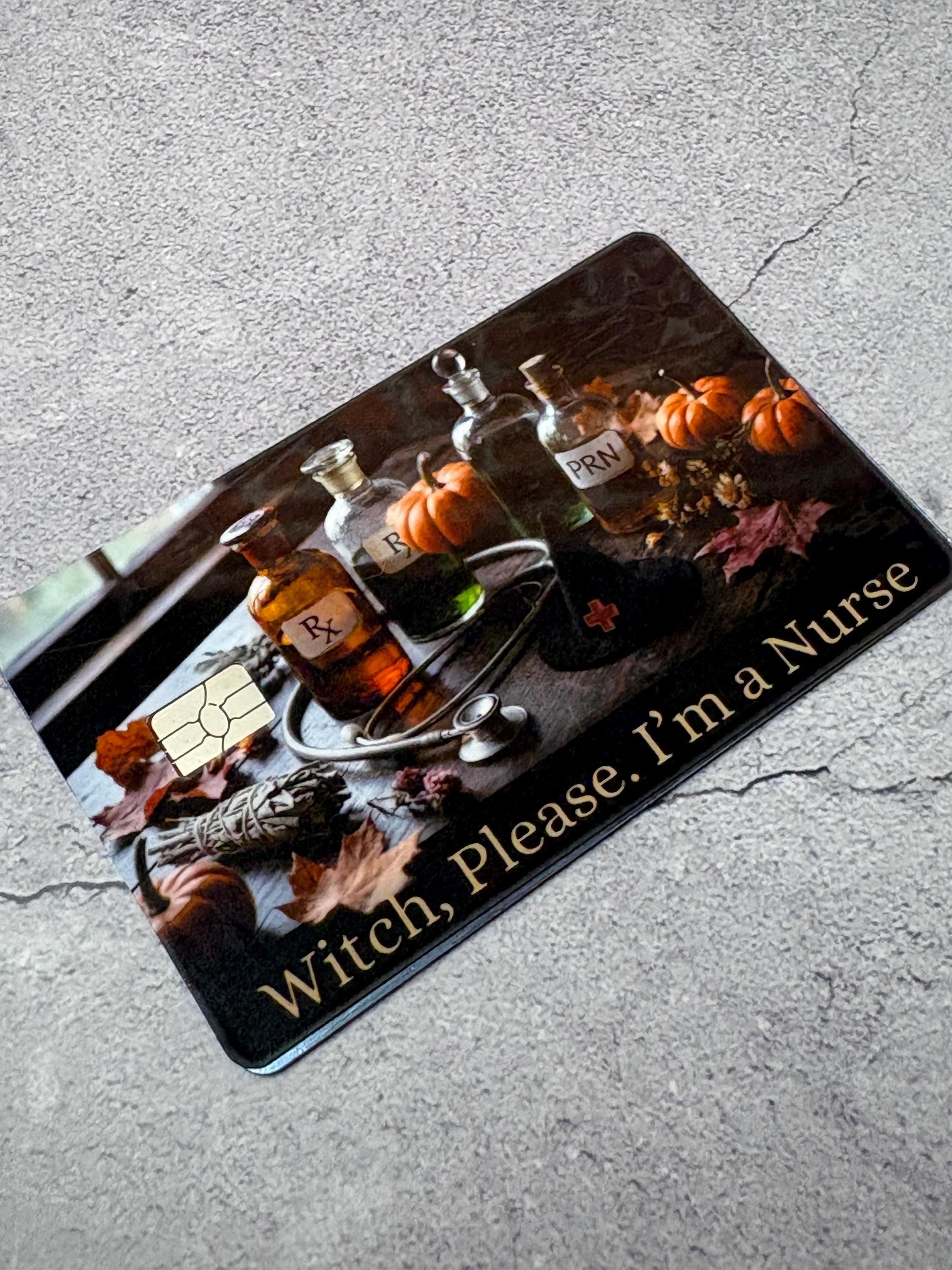 Witch Please I'm A Nurse Card Skin | Funny Nurse Halloween Debit Sticker | Witchy RN Gift, view 6
