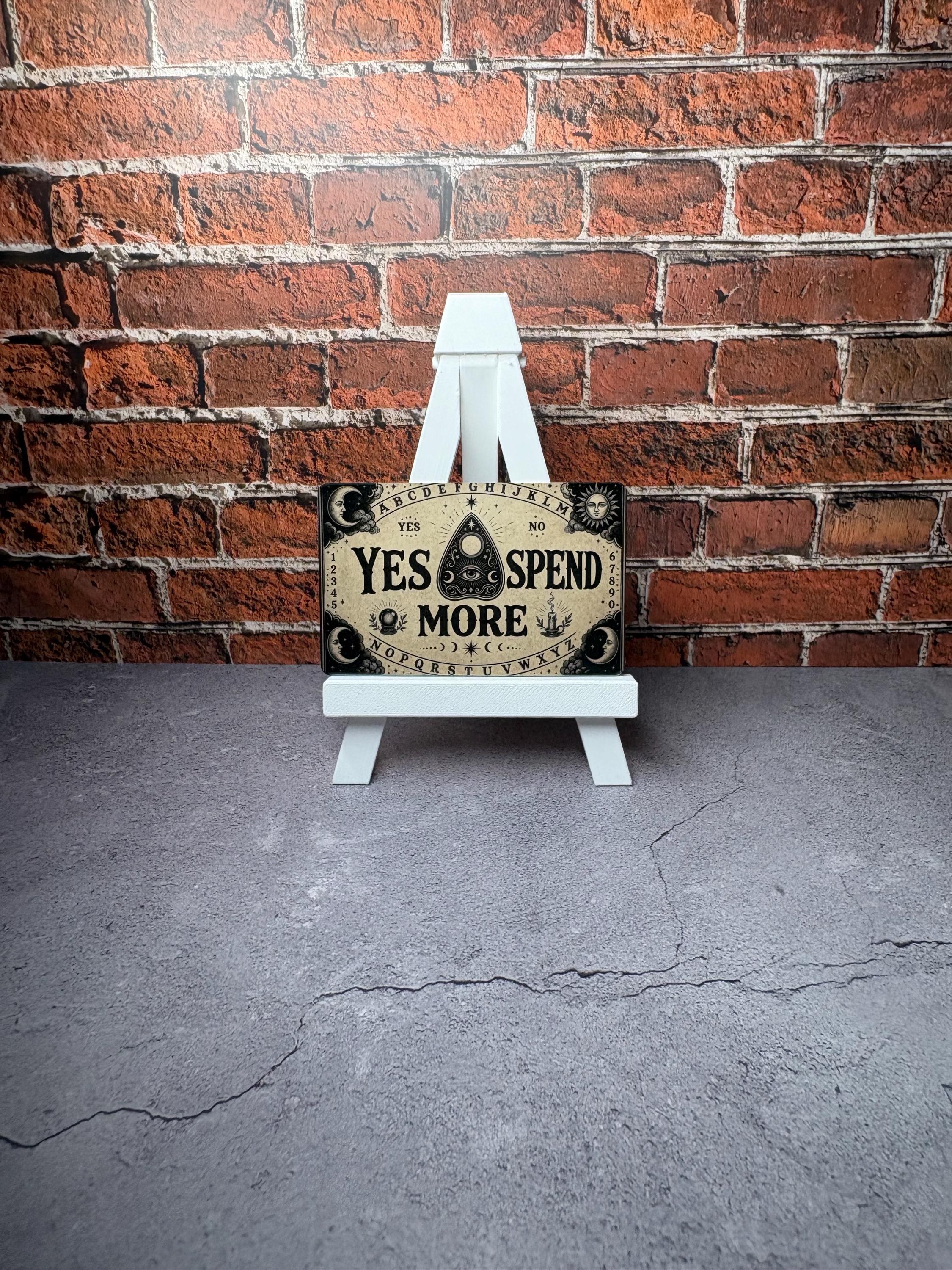 Yes Spend More Card Skin | Funny Ouija Board Halloween Debit Sticker | Witchy Cover, view 3