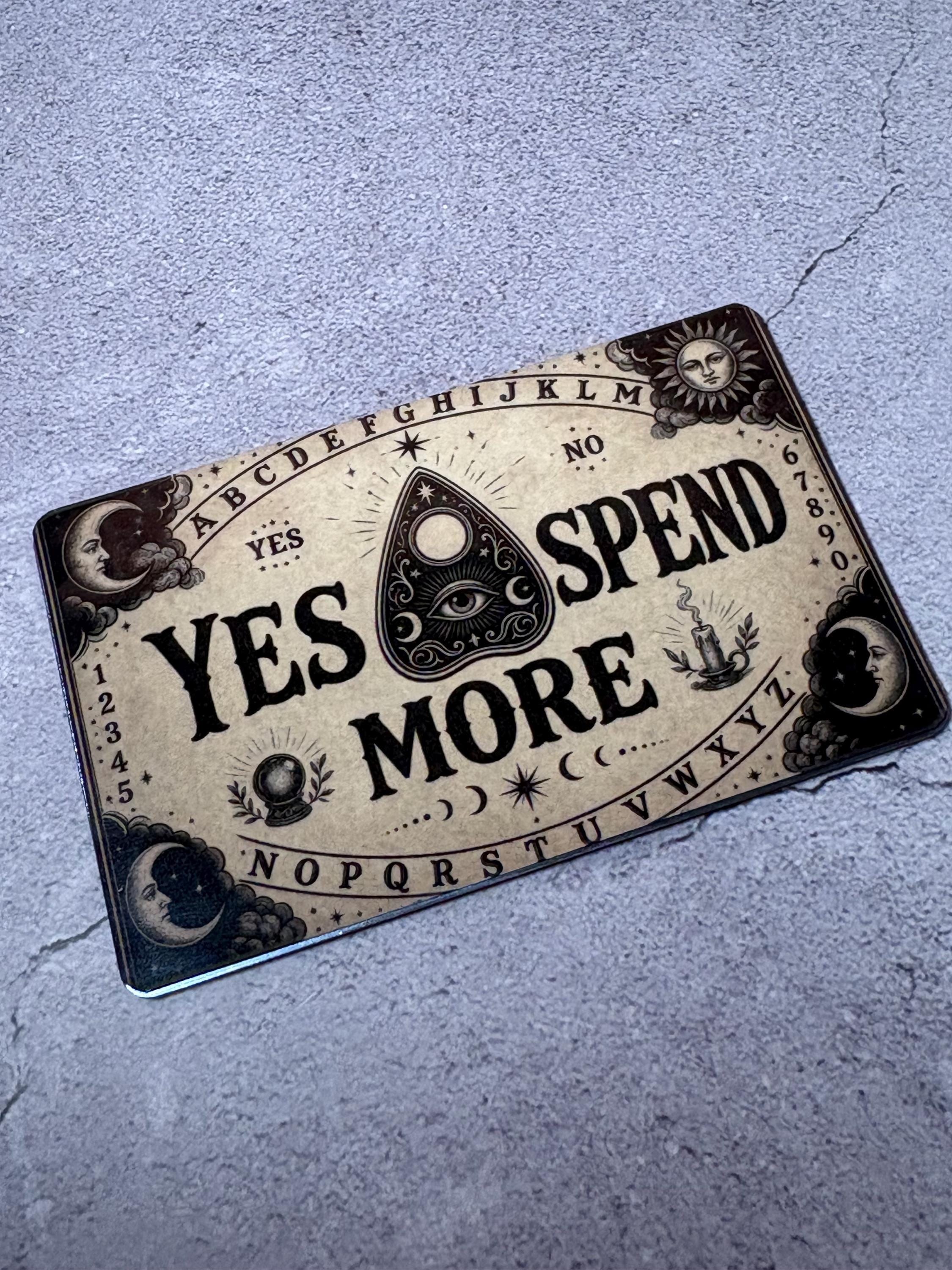 Yes Spend More Card Skin | Funny Ouija Board Halloween Debit Sticker | Witchy Cover, view 6