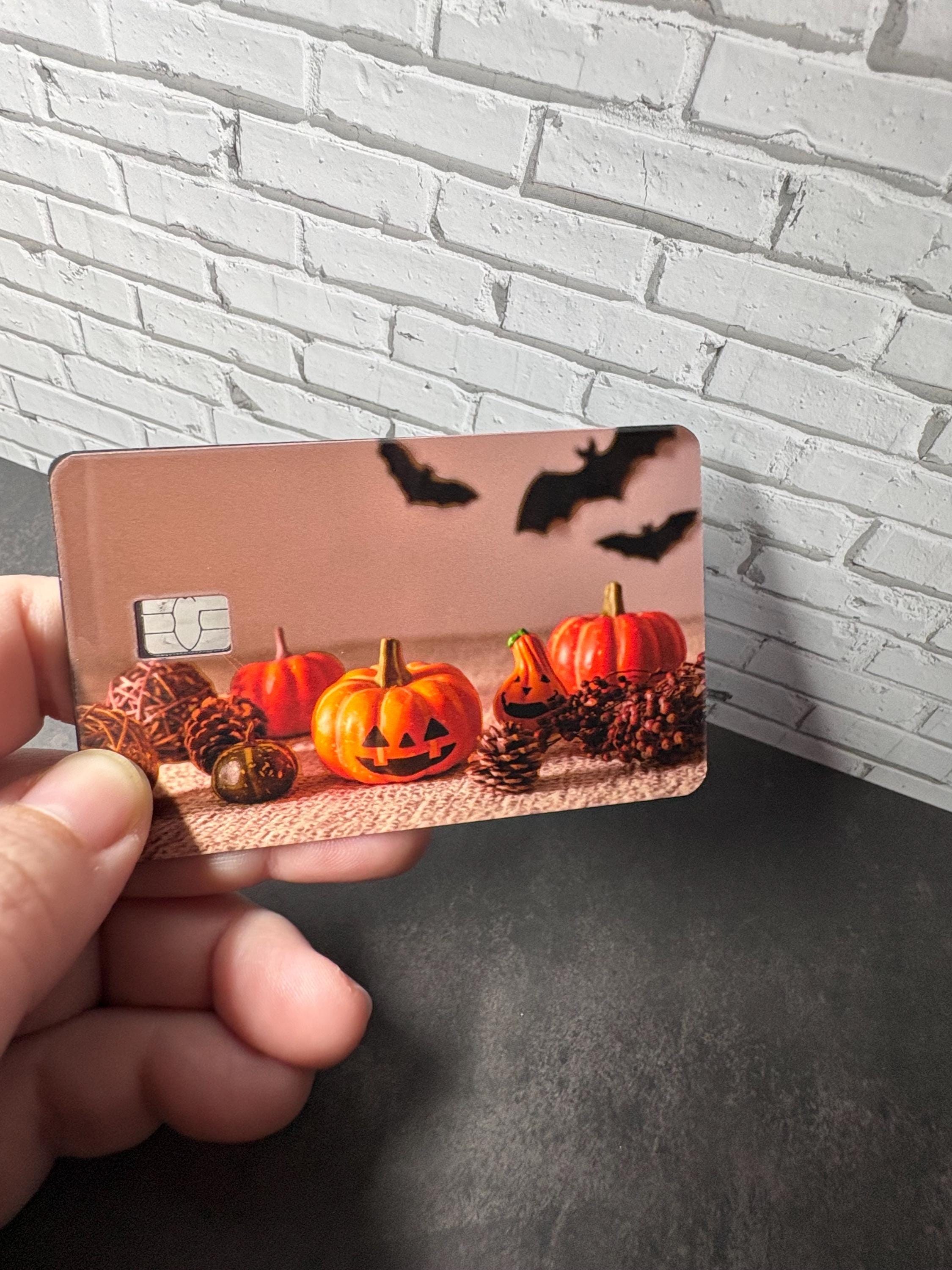 Jack-O-Lantern Card Skin, Funny Halloween Debit Sticker, Waterproof Vinyl Bank Card Decal, Fall Gift, view 4