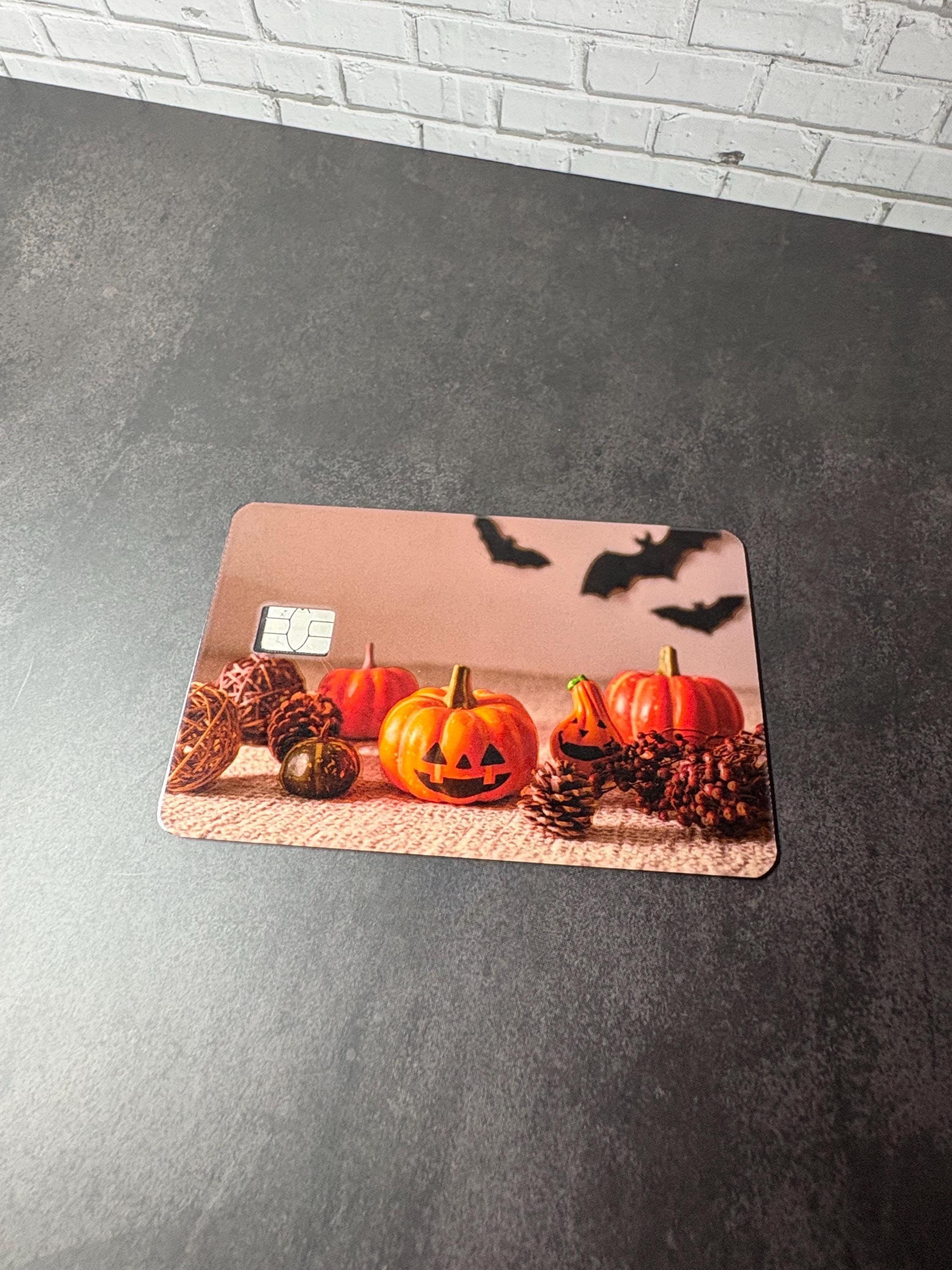 Jack-O-Lantern Card Skin, Funny Halloween Debit Sticker, Waterproof Vinyl Bank Card Decal, Fall Gift, view 5
