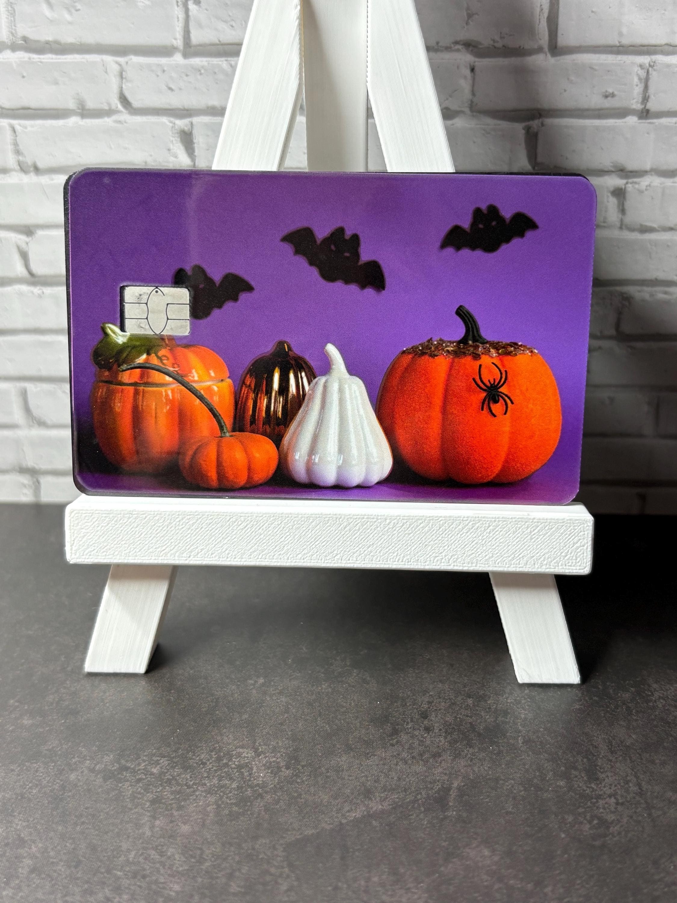 Halloween Pumpkin Card Skin, Spooky Season Debit Sticker, Waterproof Vinyl Decal (Gothic Gift)