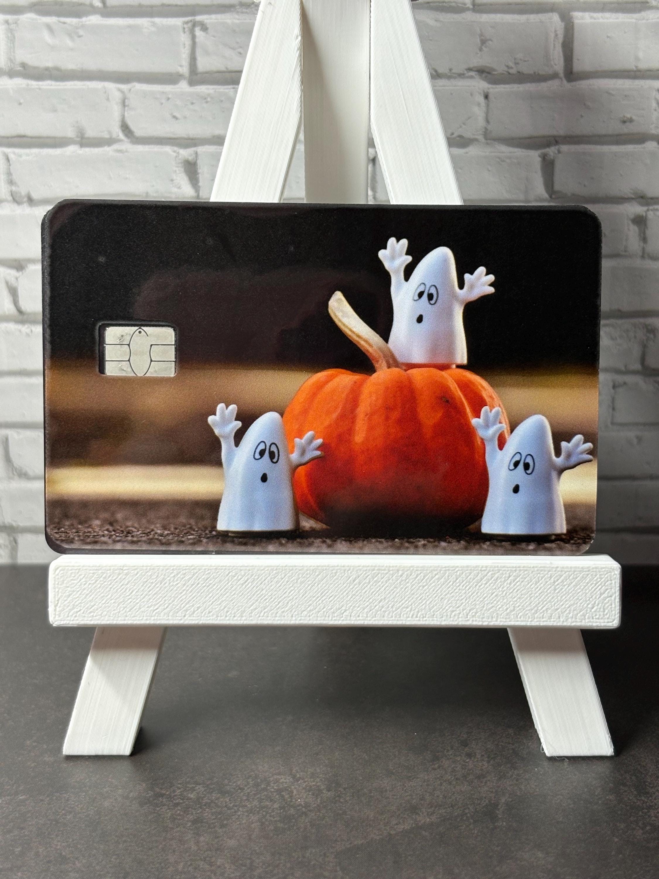 Halloween Ghost Pumpkin Card Skin, Waterproof Vinyl Debit Sticker