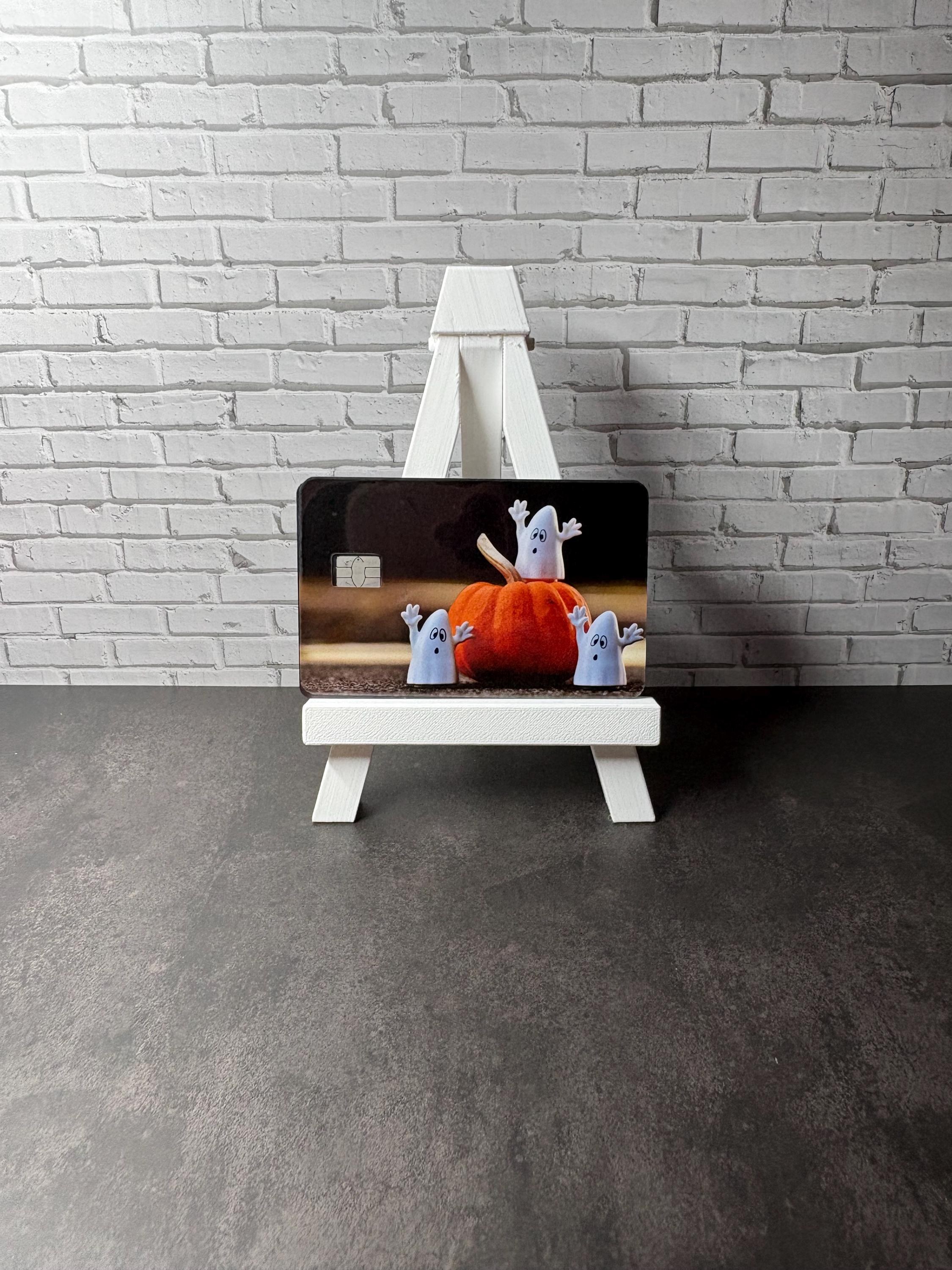 Halloween Ghost Pumpkin Card Skin, Waterproof Vinyl Debit Sticker, view 3