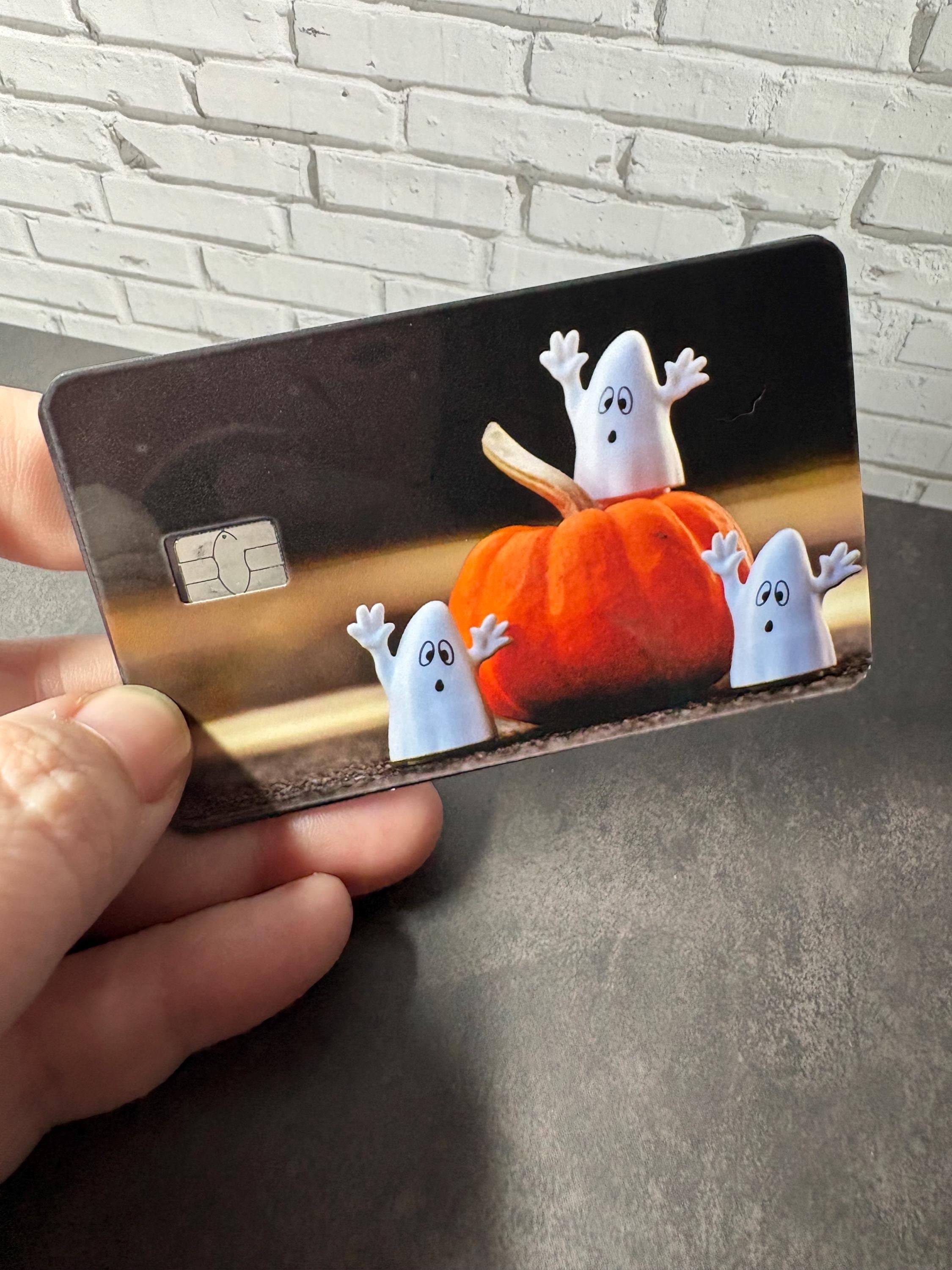 Halloween Ghost Pumpkin Card Skin, Waterproof Vinyl Debit Sticker, view 4