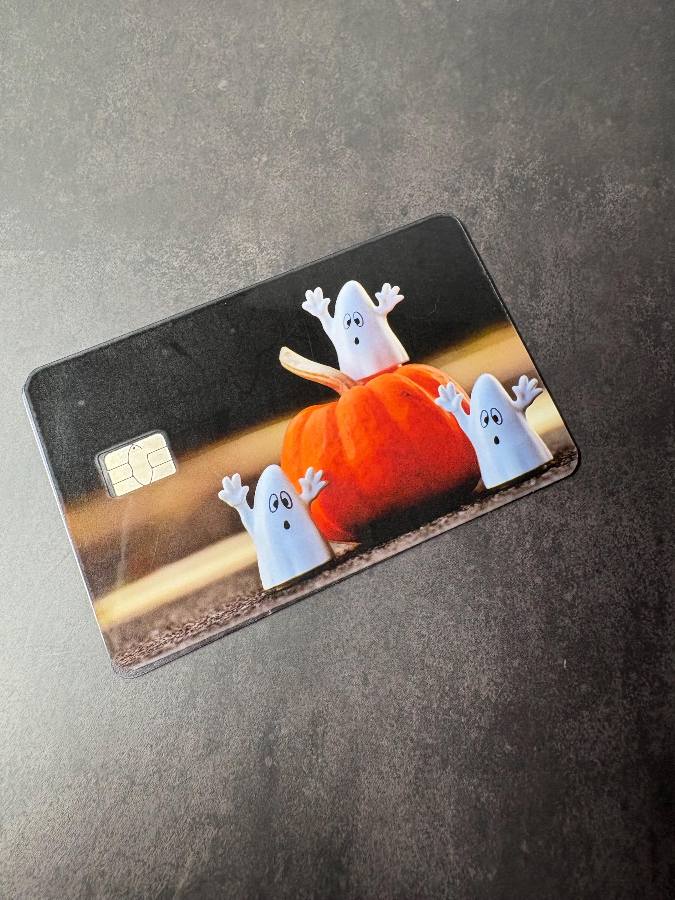 Halloween Ghost Pumpkin Card Skin, Waterproof Vinyl Debit Sticker, view 5