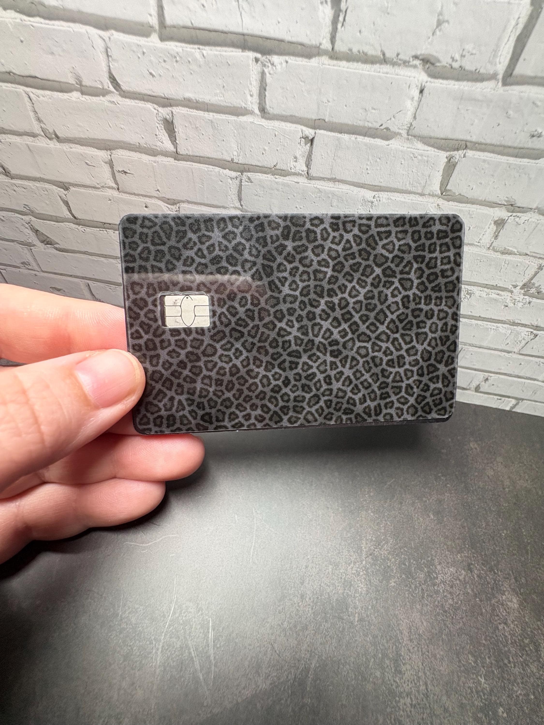 Black Leopard Print Card Skin, Waterproof Vinyl Debit Sticker (Dark Animal Print), view 4