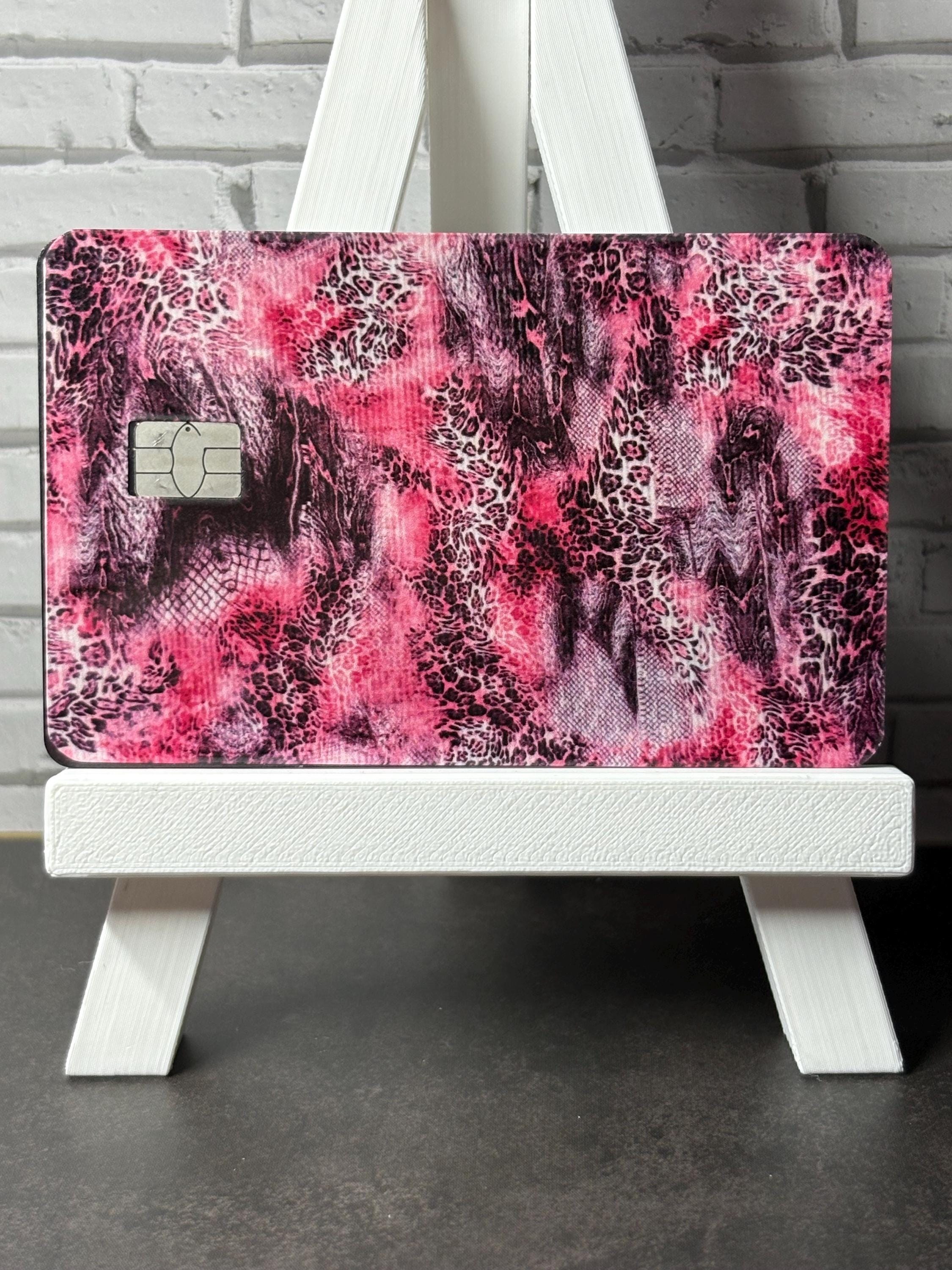 Pink Leopard Print Card Skin, Waterproof Vinyl Debit Card Decal (Gift)