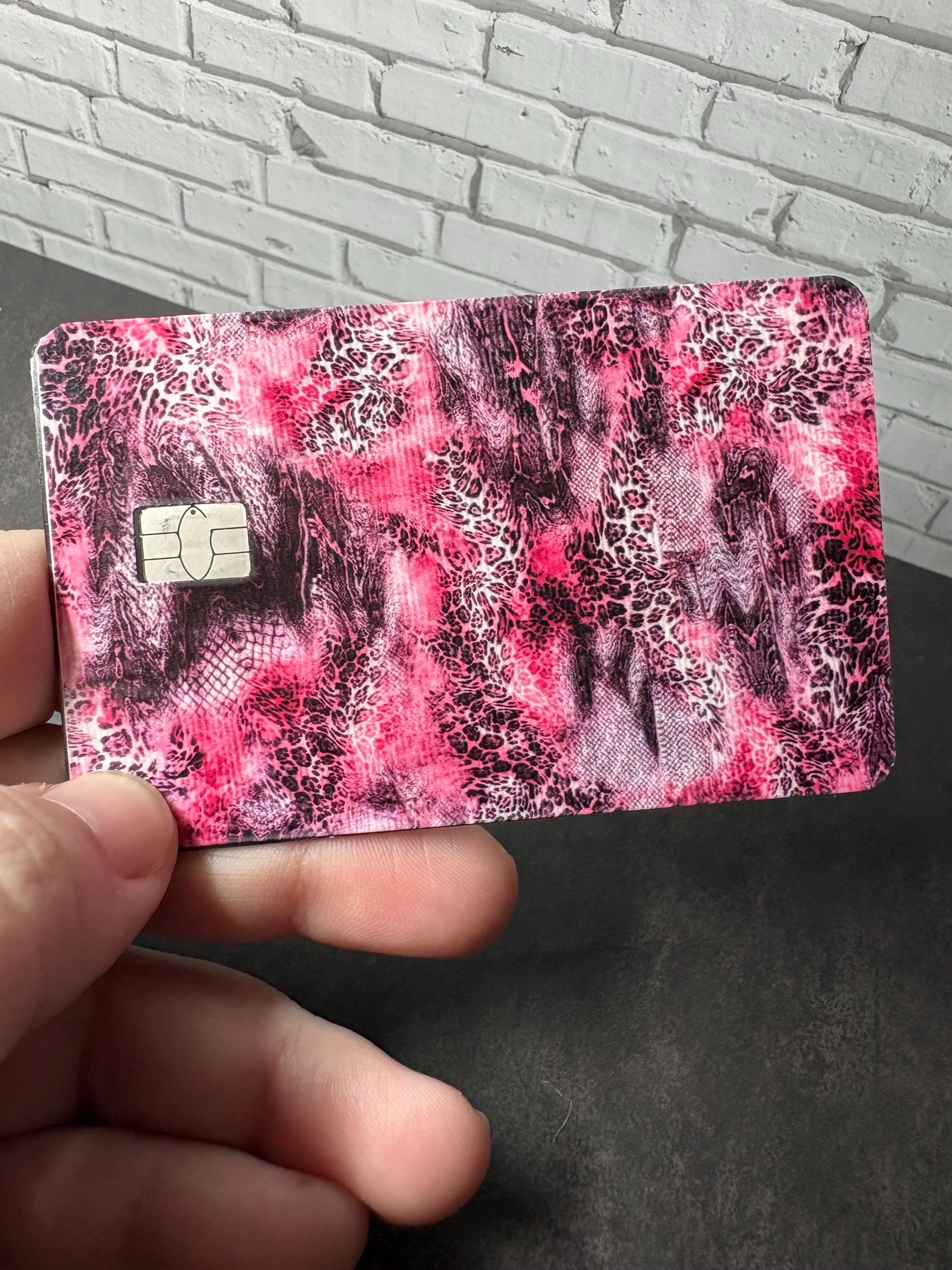 Pink Leopard Print Card Skin, Waterproof Vinyl Debit Card Decal (Gift), view 4