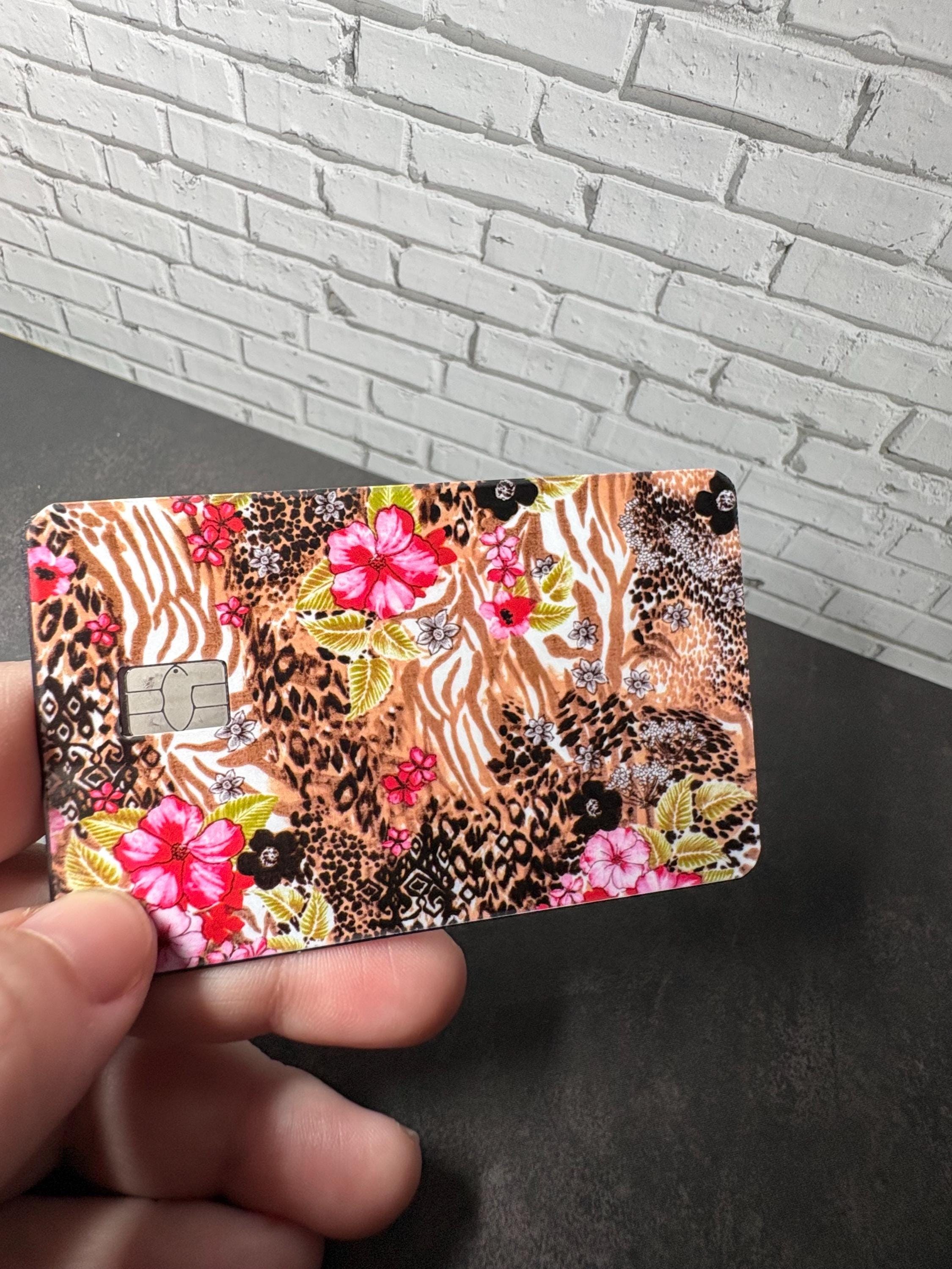 Boho Floral Leopard Print Card Skin, Waterproof Vinyl Debit Sticker (Gift), view 4