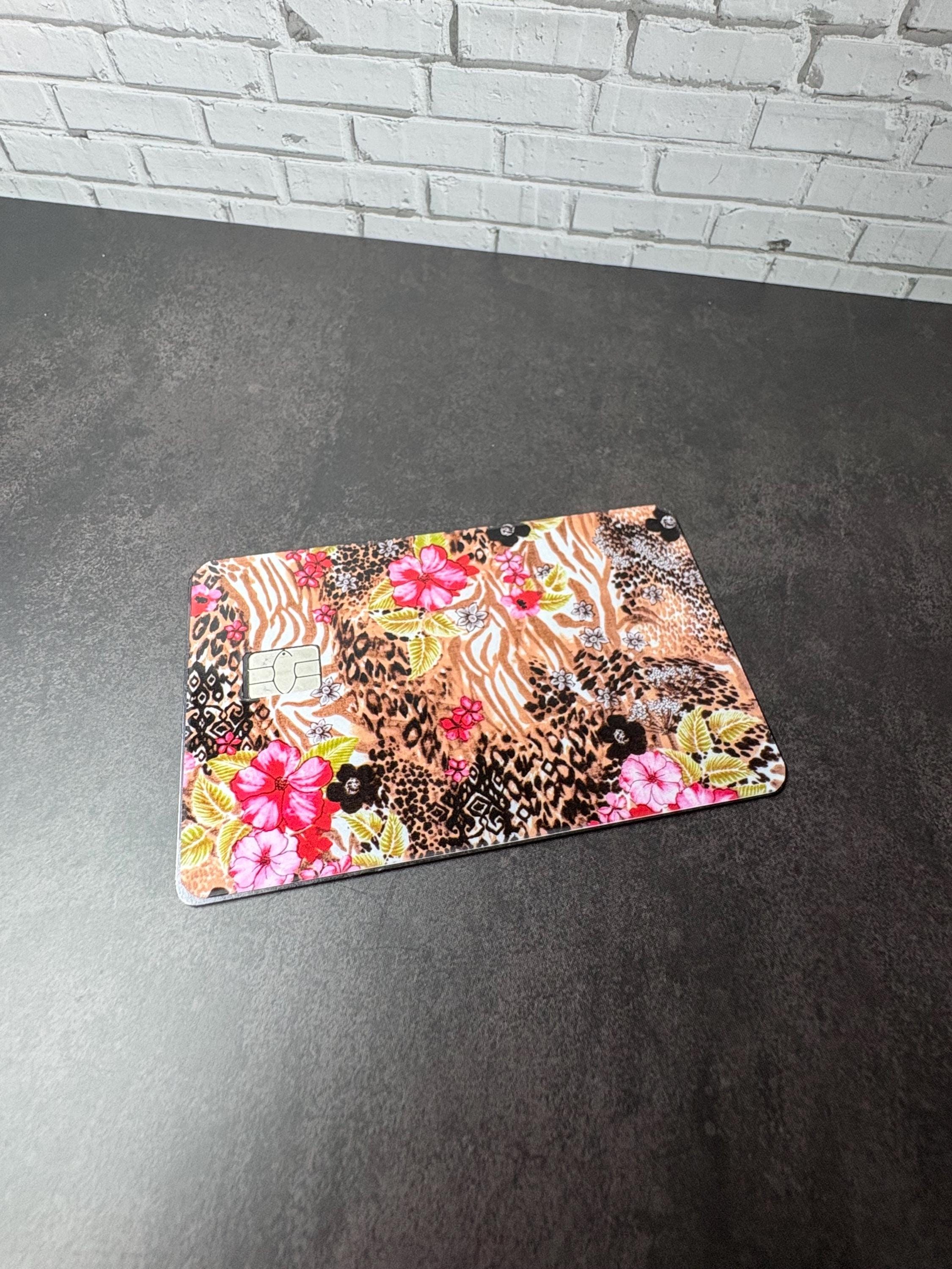 Boho Floral Leopard Print Card Skin, Waterproof Vinyl Debit Sticker (Gift), view 5