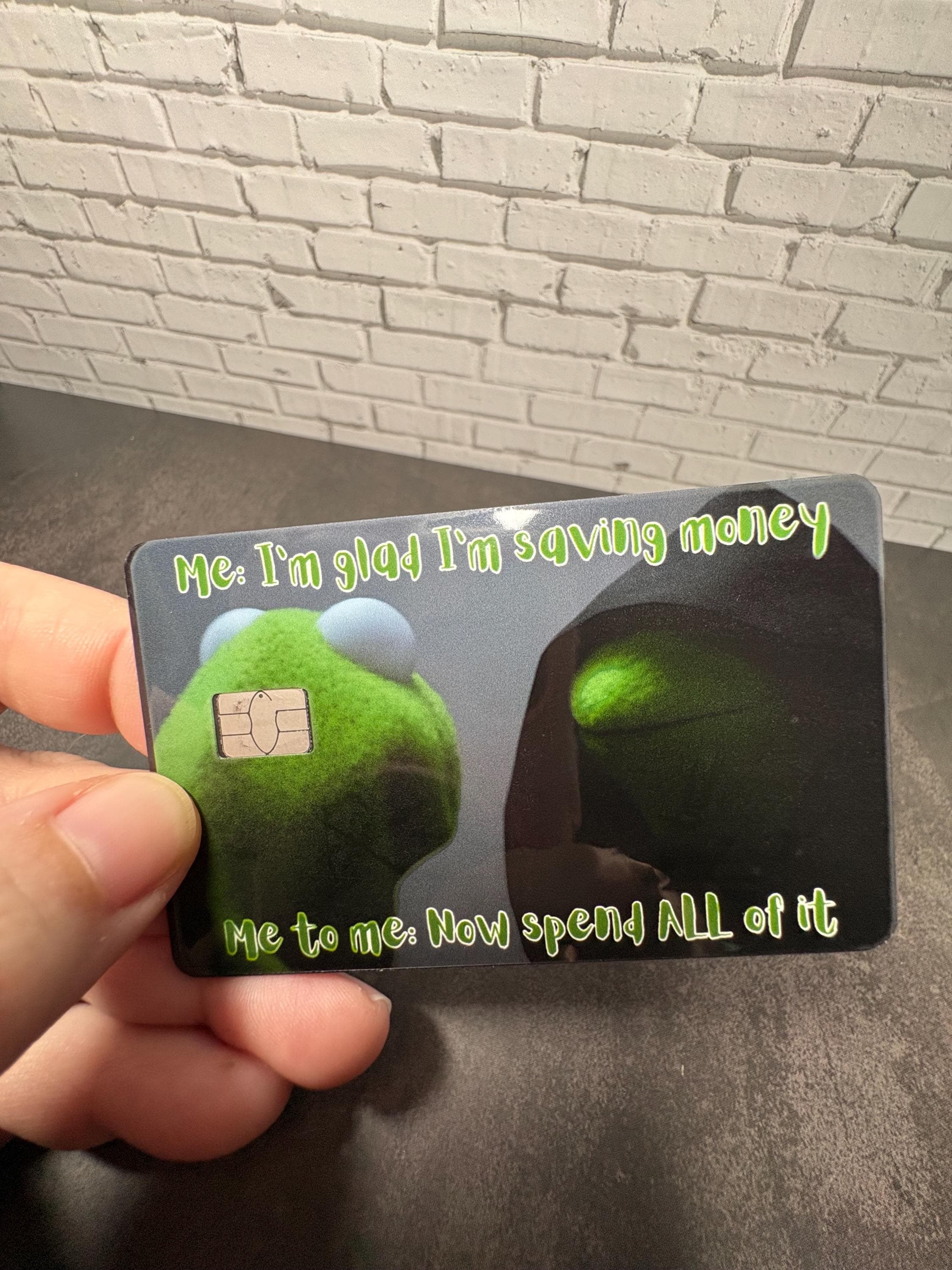 Funny Frog Meme Card Skin, Waterproof Vinyl Debit Sticker, view 4