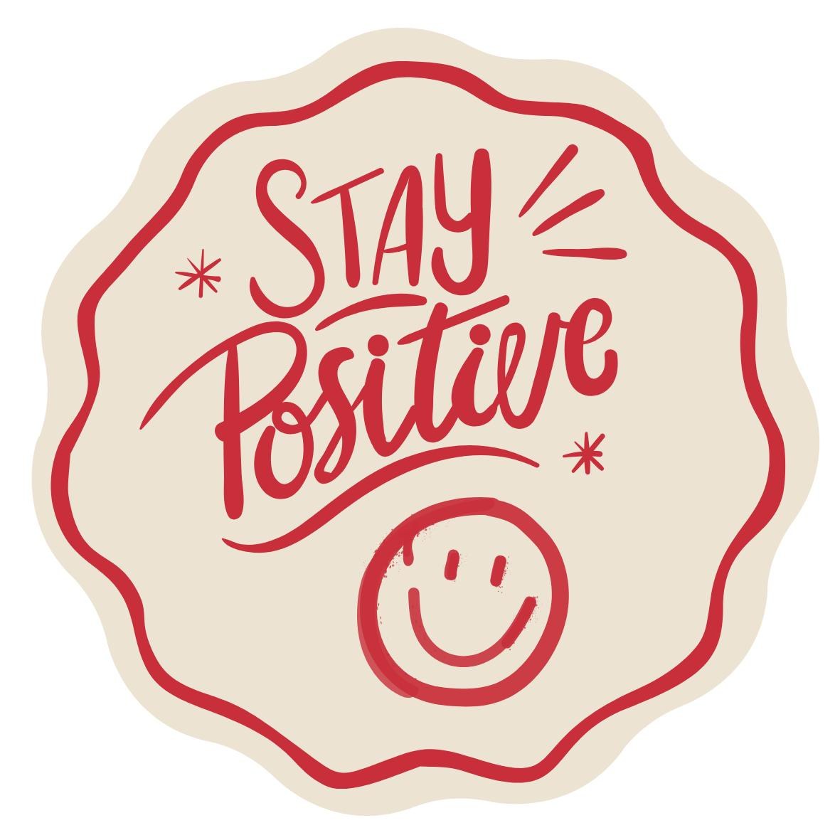 Smiley Face Sticker, Stay Positive Vinyl Decal for Laptop Water Bottle Journal, view 3