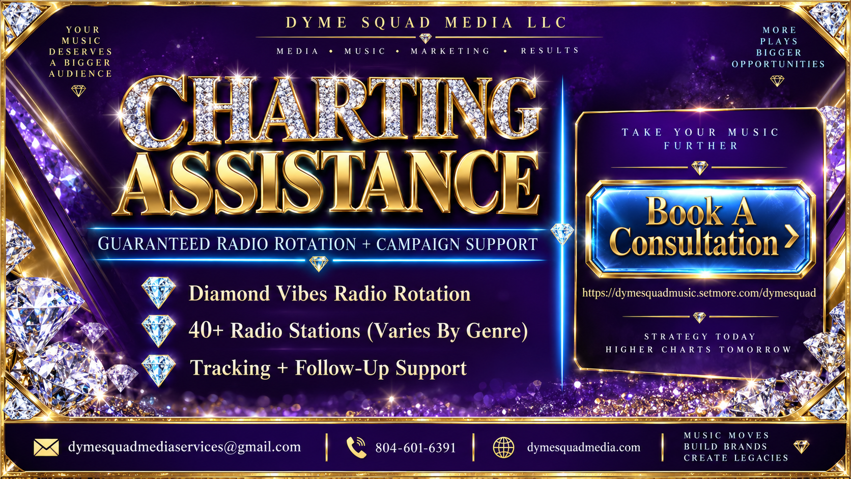 Dyme Squad Media Charting Assistance promotion with guaranteed radio rotation and campaign support