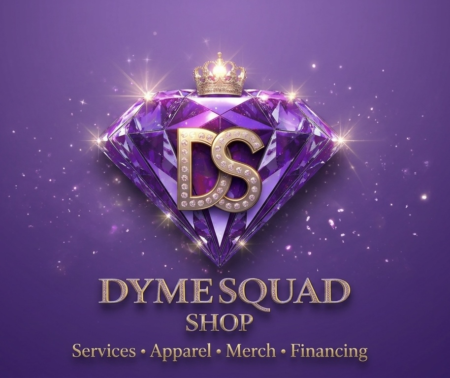 Dyme Squad Shop logo for services, apparel, merchandise, and financing