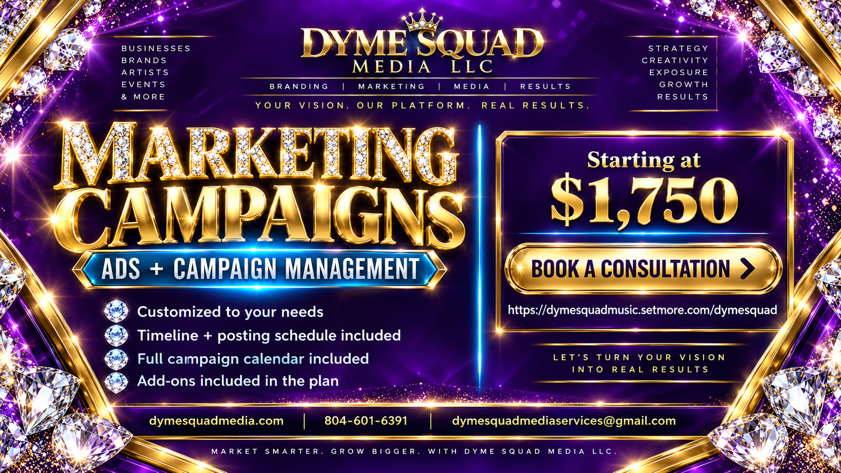 Dyme Squad Media Marketing Campaigns, ads and campaign management starting at $1,750