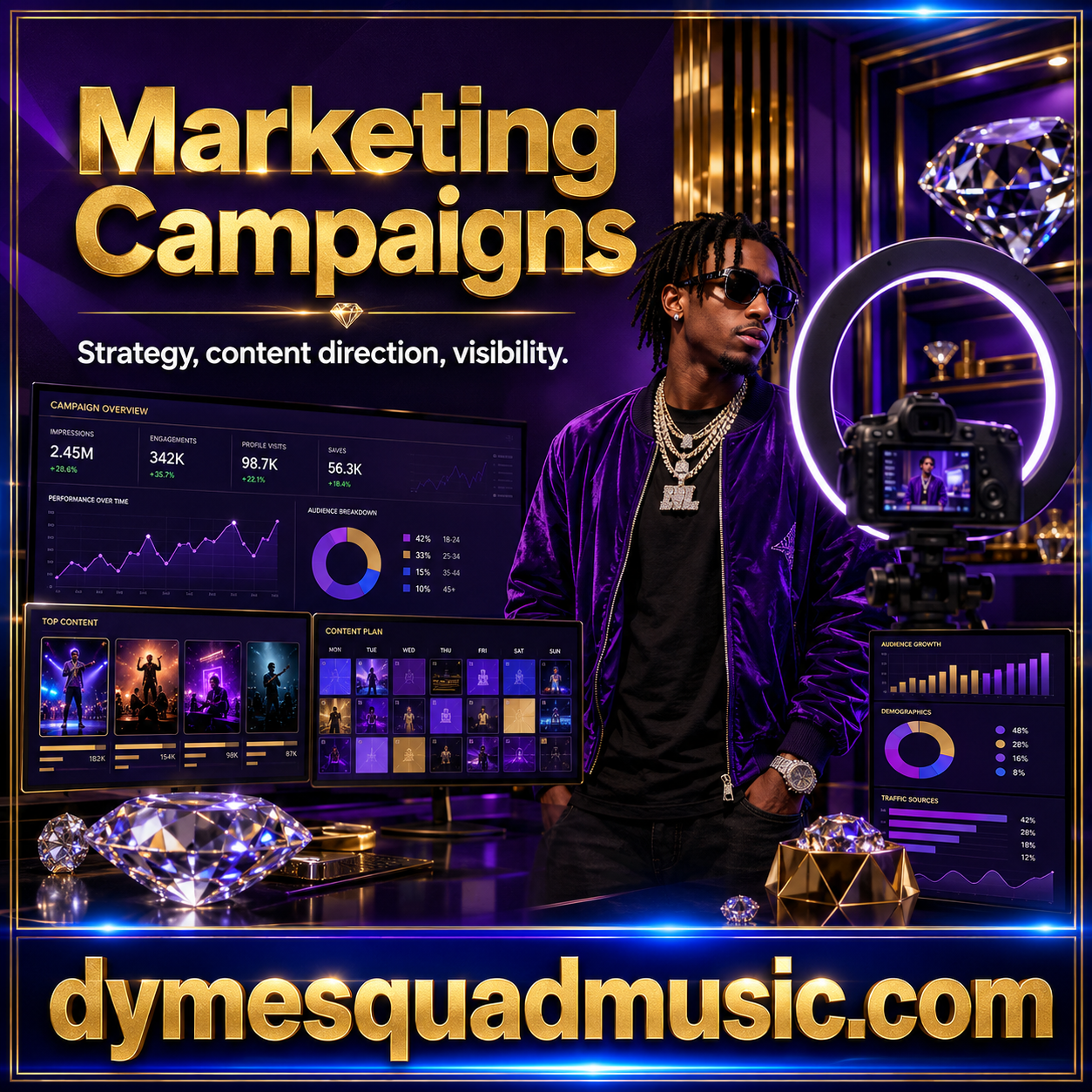 Marketing campaign strategy dashboard and content planning