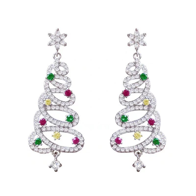 Christmas Tree Rhinestone Earrings