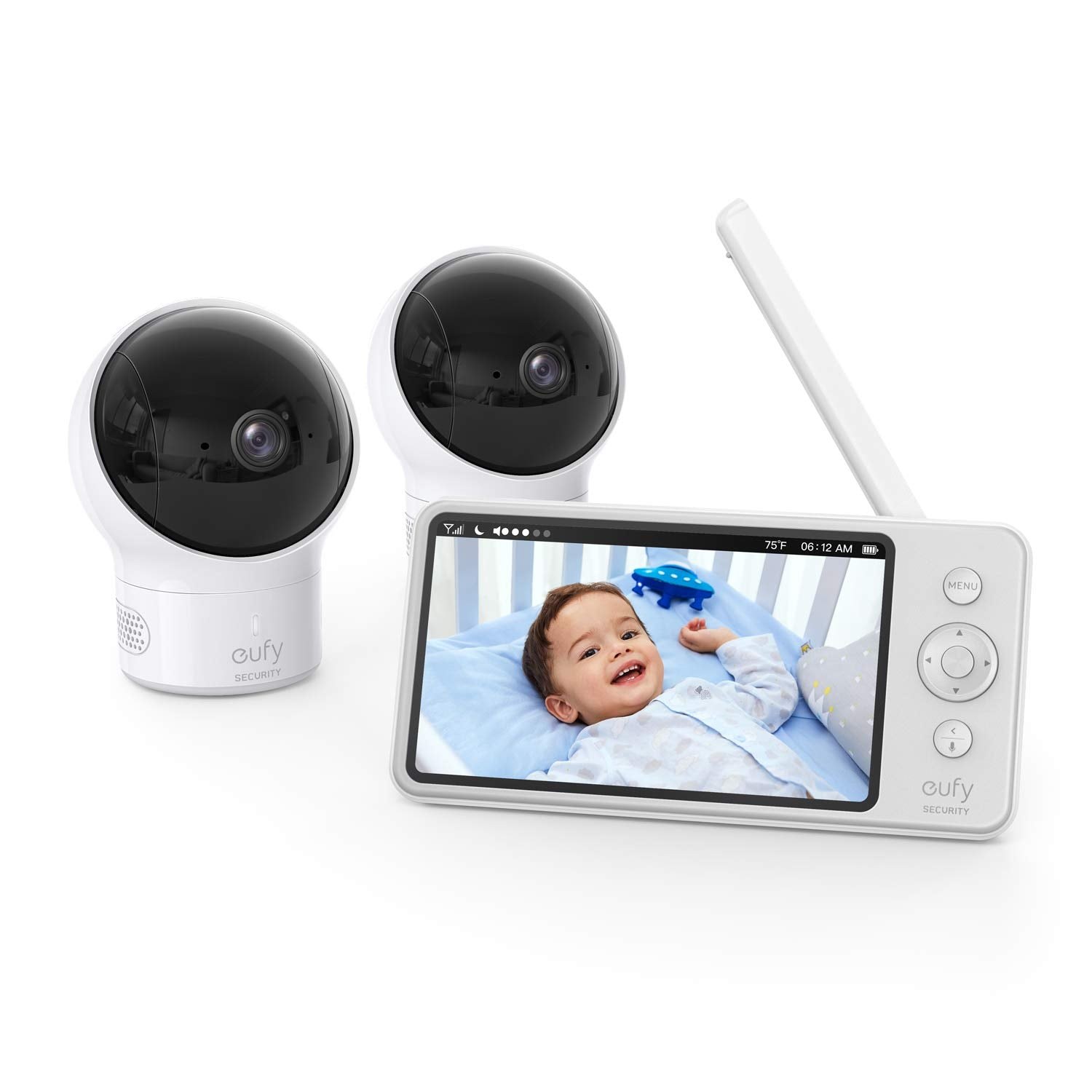 eufy Security Video Baby Monitor with Camera and Audio 2-Cam Kit 720p HD Ideal for New Moms 5" Display 110° Wide-Angle Lens Night Vision