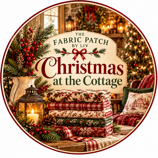 The Fabric Patch by Liv, Christmas at the Cottage logo
