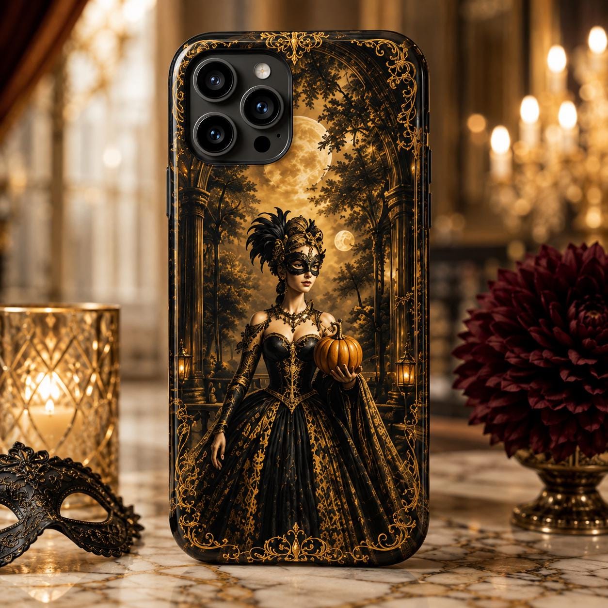 Halloween Masquerade Pumpkin Phone Case — Gothic Victorian Costume iPhone Case