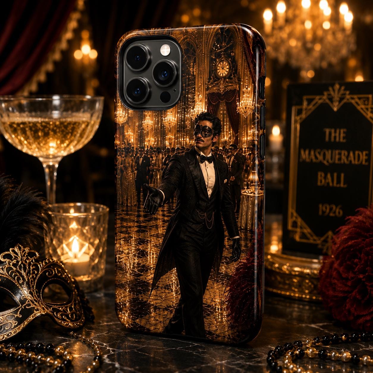 Phantom in Tuxedo Elegant Gothic Party Design Tough Phone Case, product view 2