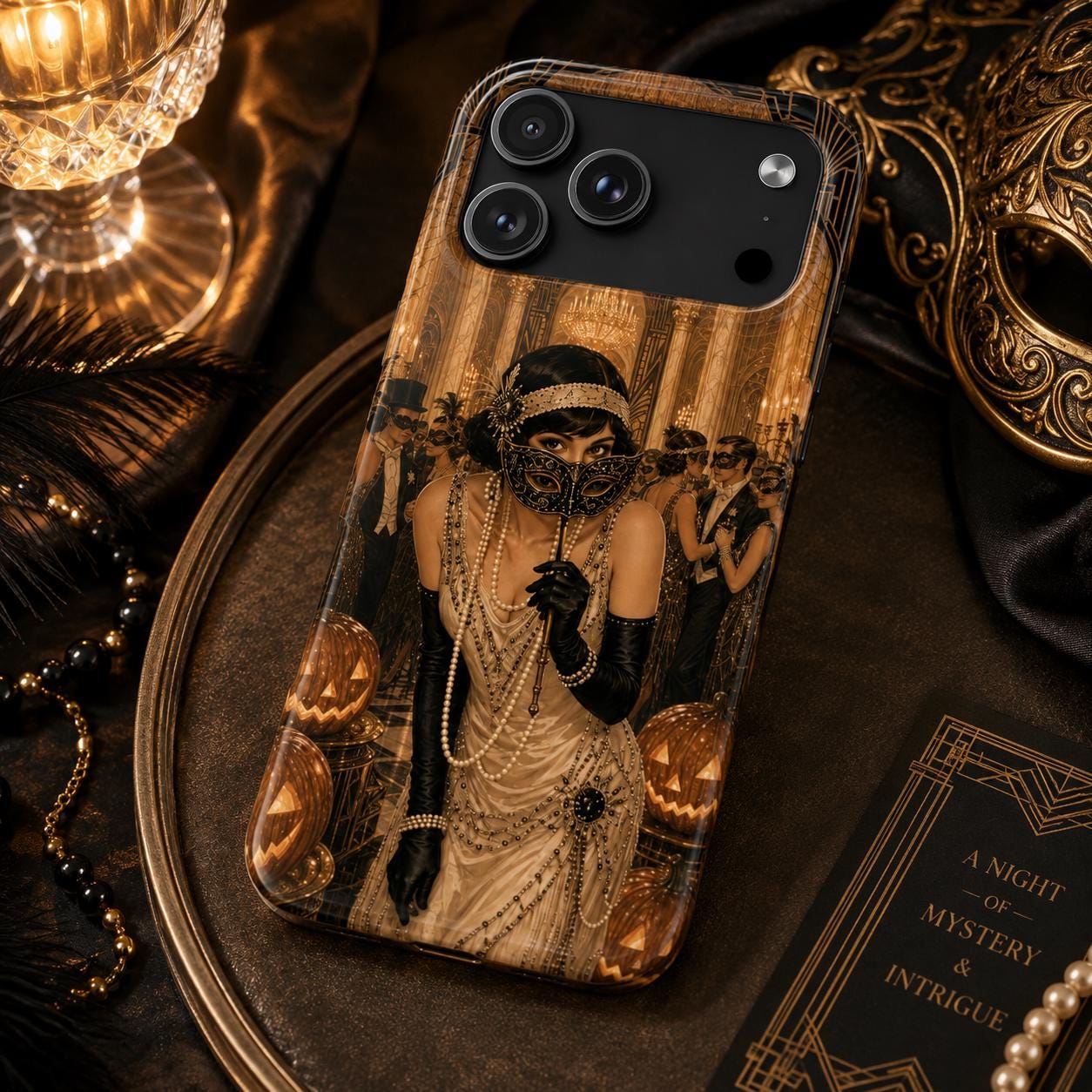Vintage Masquerade Halloween Tough Phone Case 1920s Flapper Costume Design
