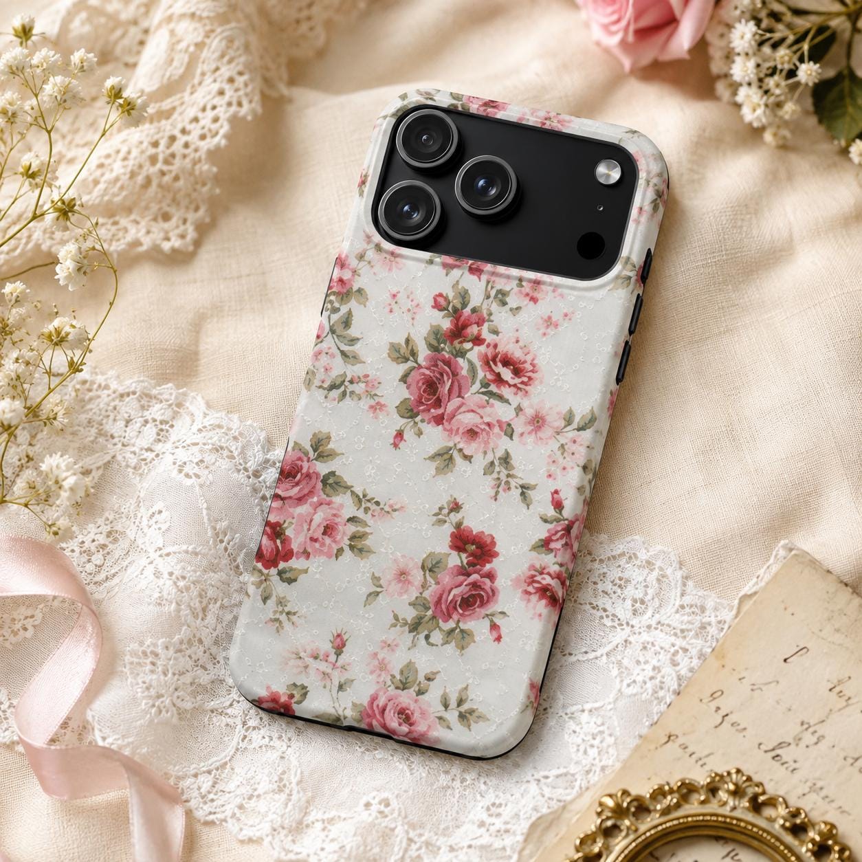 Lisa'sDress Vintage Pink Rose Garden Tough Protection Phone Case
