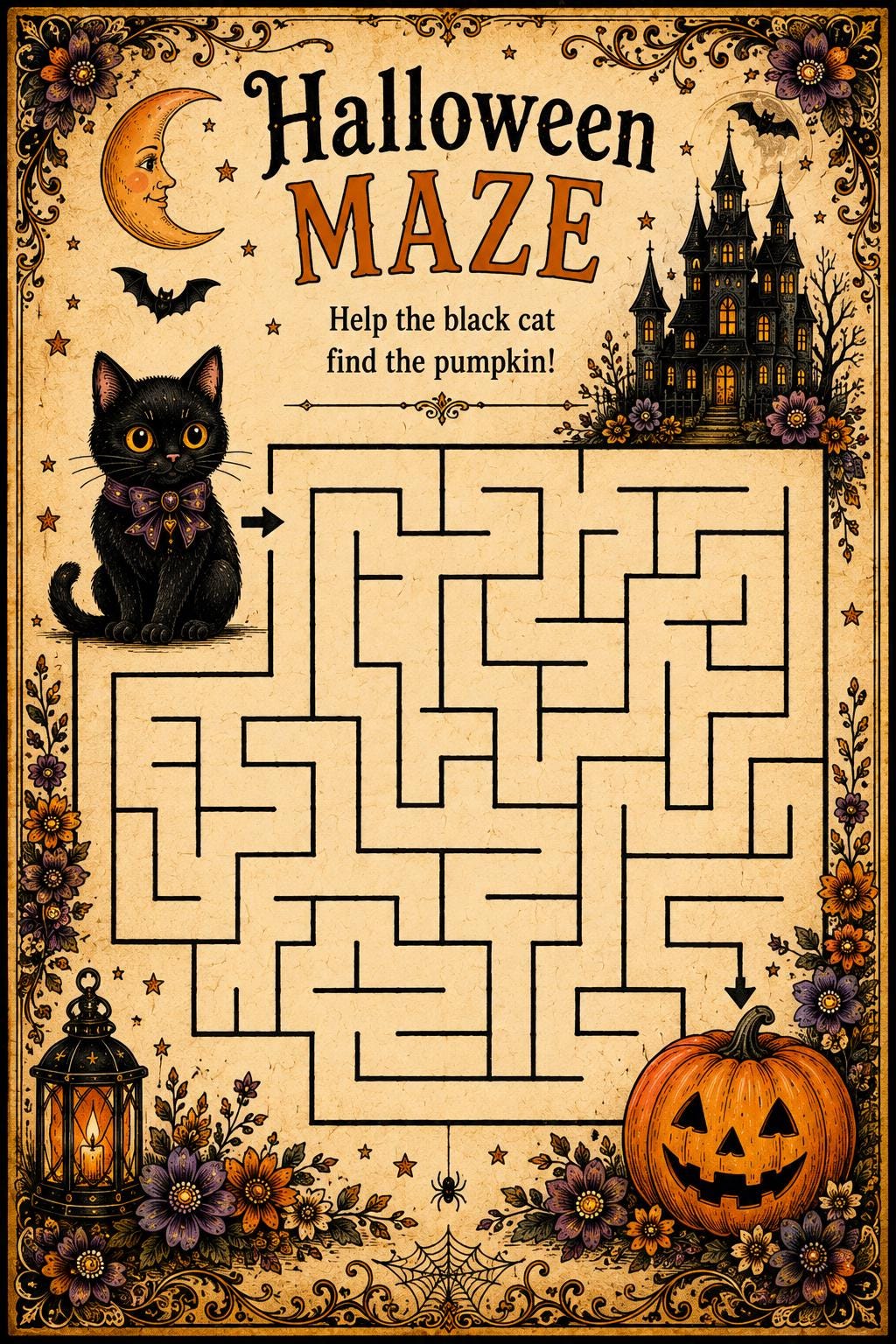 Vintage Halloween Kids Activity Pack | Printable Halloween Games | Instant Download, product view 3