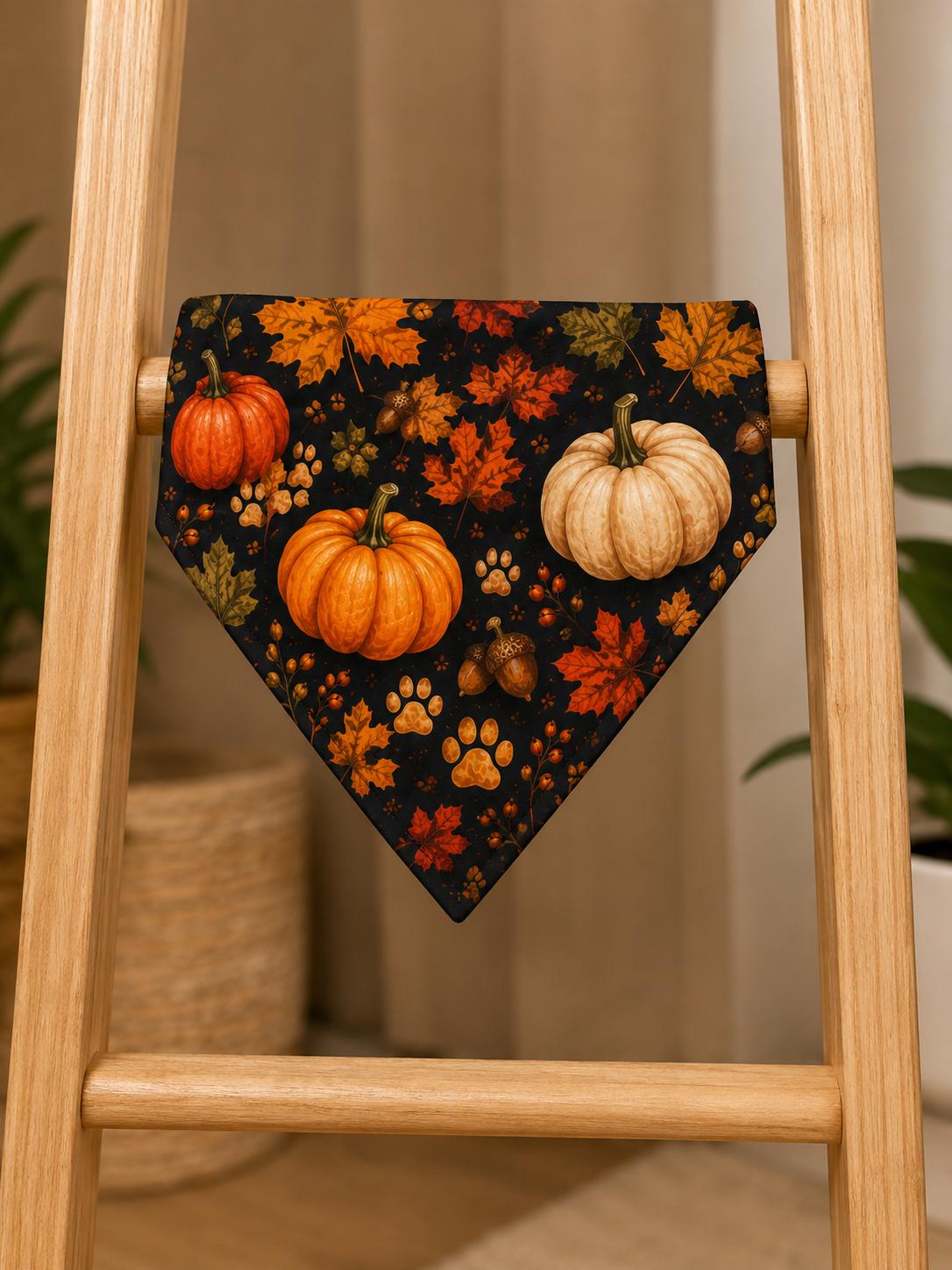Clip-On Pet Bandana Autumn Pumpkins Leaves Fall Bandana for Dogs Cats, product view 5