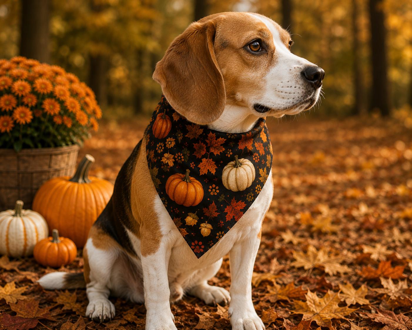 Clip-On Pet Bandana Autumn Pumpkins Leaves Fall Bandana for Dogs Cats, product view 9