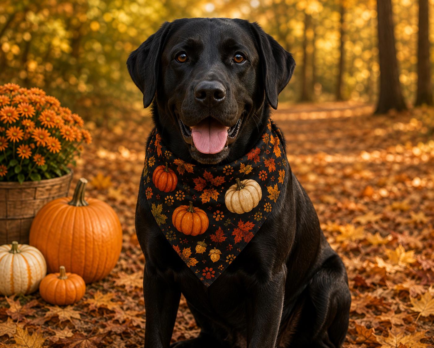 Clip-On Pet Bandana Autumn Pumpkins Leaves Fall Bandana for Dogs Cats, product view 10