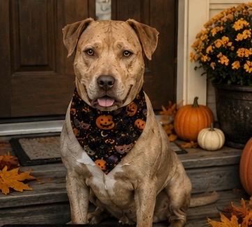 Halloween Pumpkin Clip On Pet Bandana Spooky Jack-O Lantern Collar Accessory, product view 7