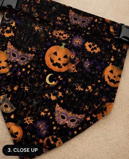 Halloween Pumpkin Clip On Pet Bandana Spooky Jack-O Lantern Collar Accessory, product view 9