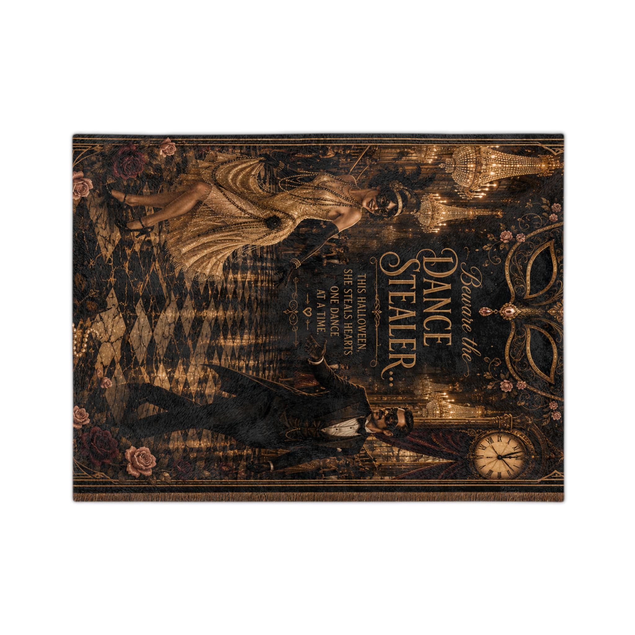 Vintage Masquerade 'Dance Stealer' Velveteen Blanket, product view 2