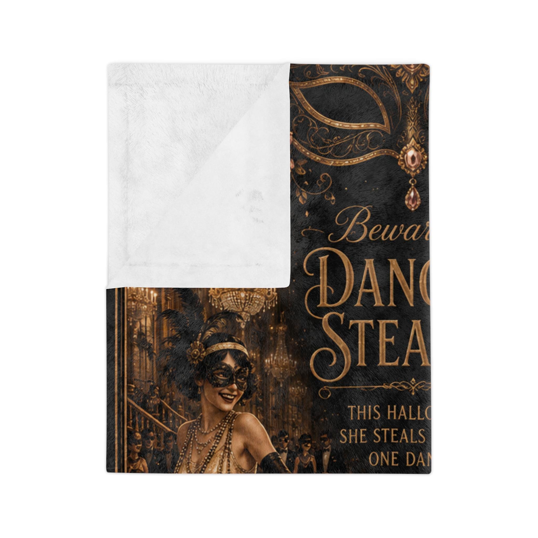 Vintage Masquerade 'Dance Stealer' Velveteen Blanket, product view 3