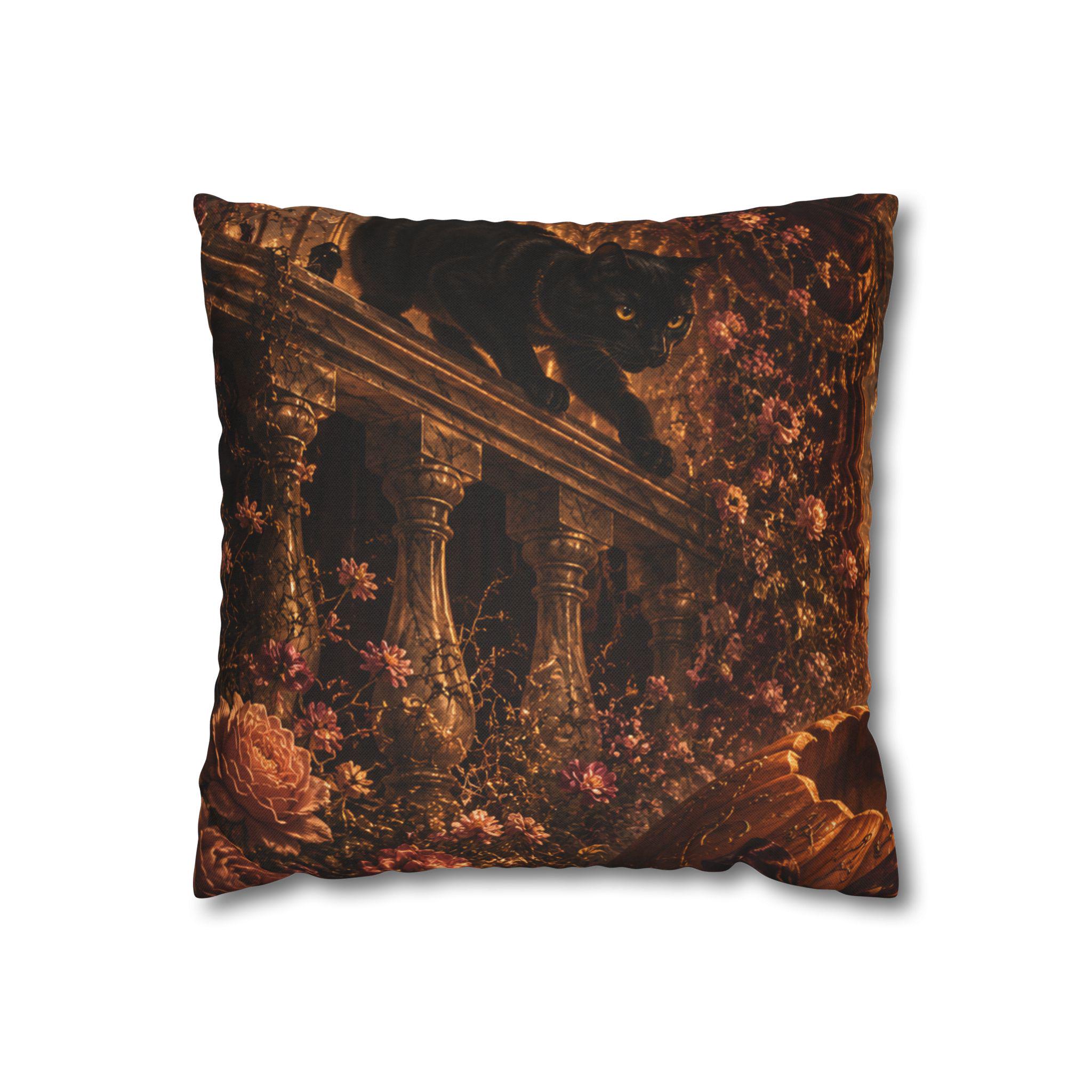 Vintage Baroque Floral Pillowcase — Ornate Dark Romantic Decorative Pillow