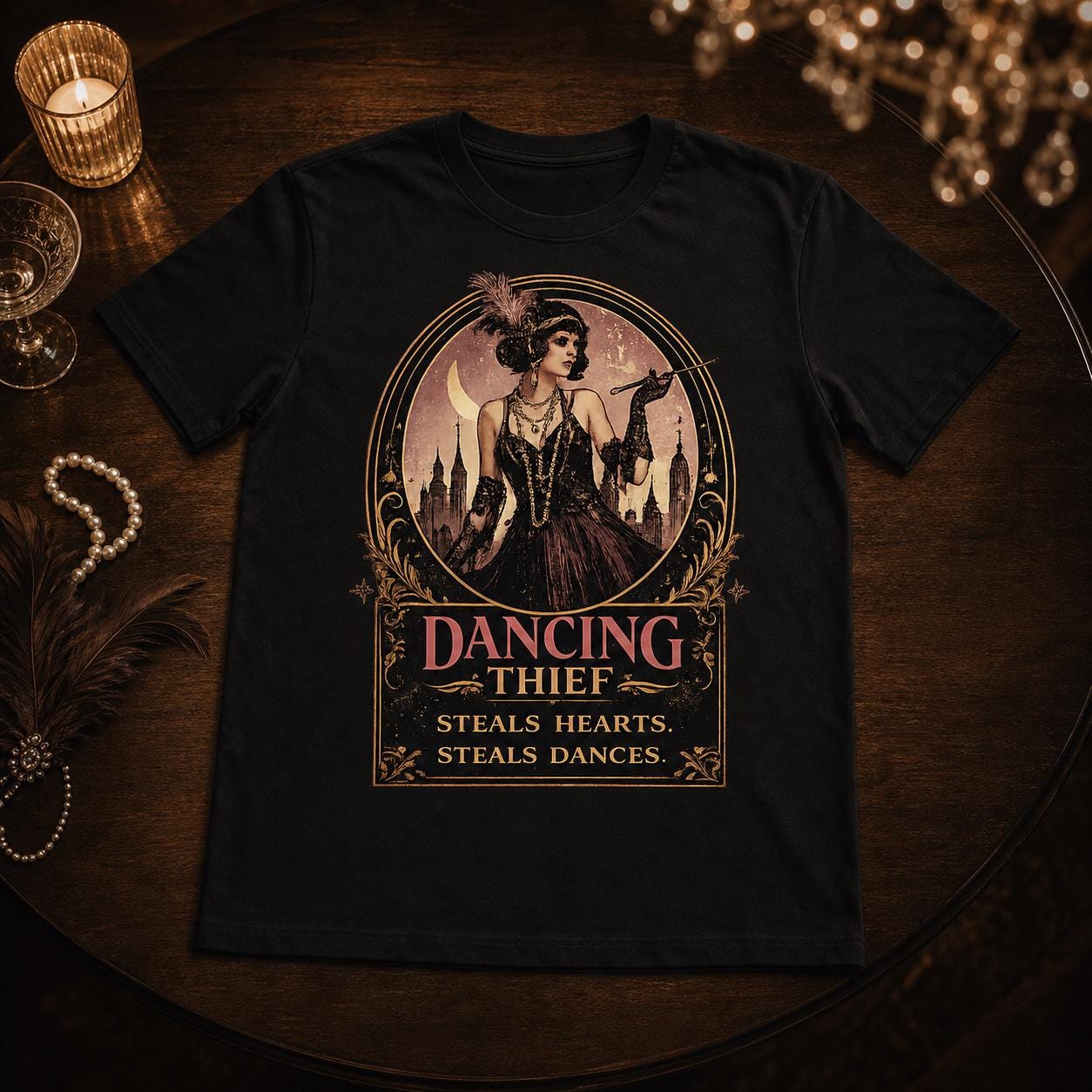 Masquerade Ball T Shirt Dancing Thief Vintage Masque Graphic