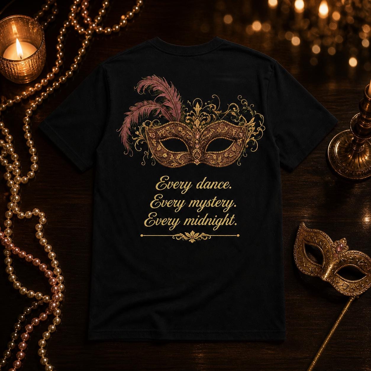 Masquerade Ball T Shirt Dancing Thief Vintage Masque Graphic, product view 5