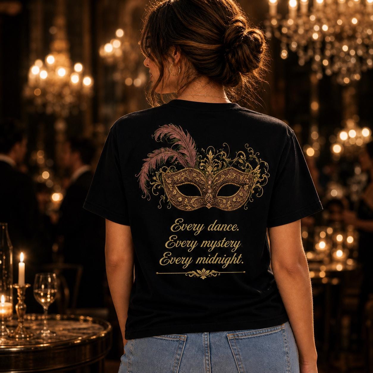 Masquerade Ball T Shirt Dancing Thief Vintage Masque Graphic, product view 6