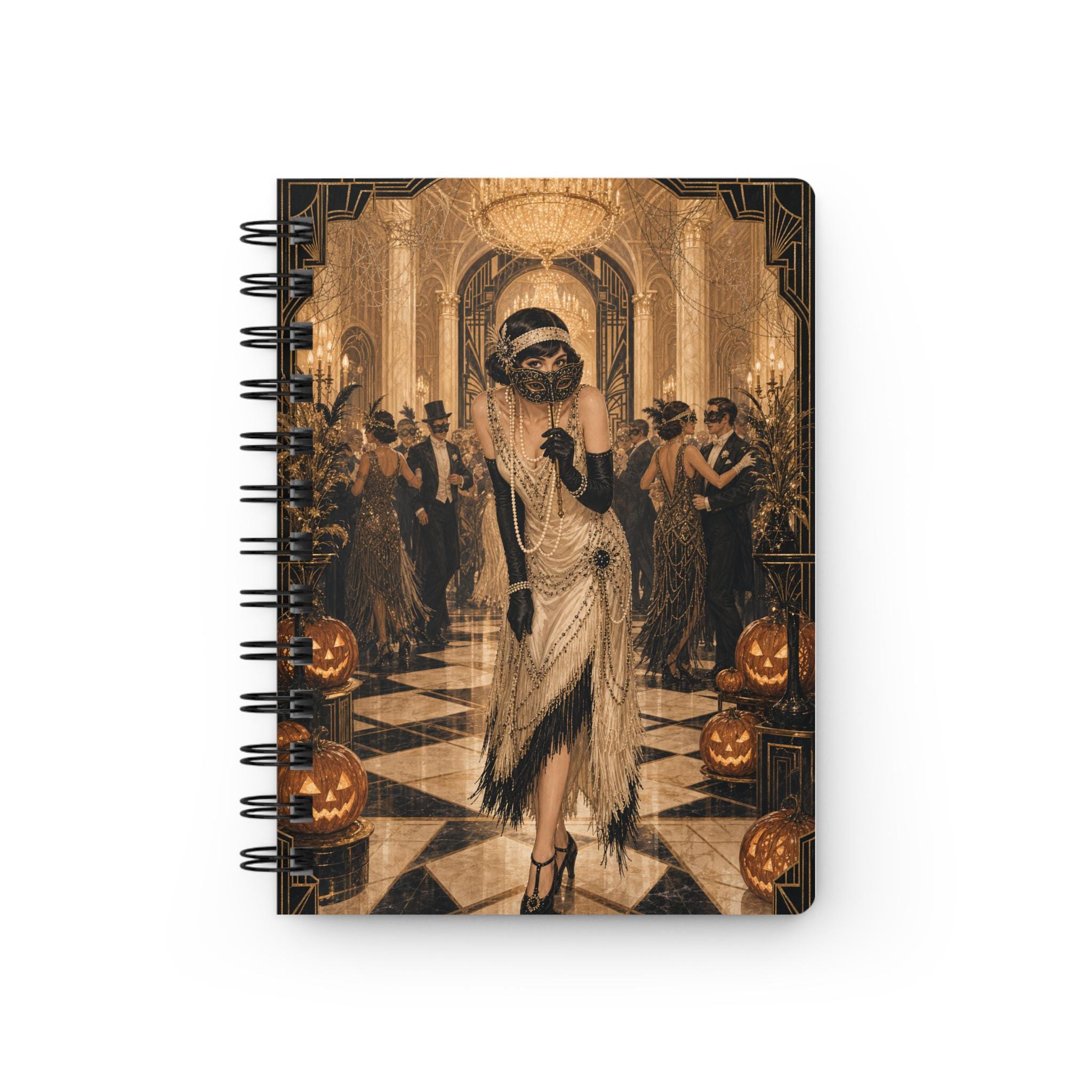 Vintage Masquerade Spiral Journal — 1920s Halloween Flapper Notebook