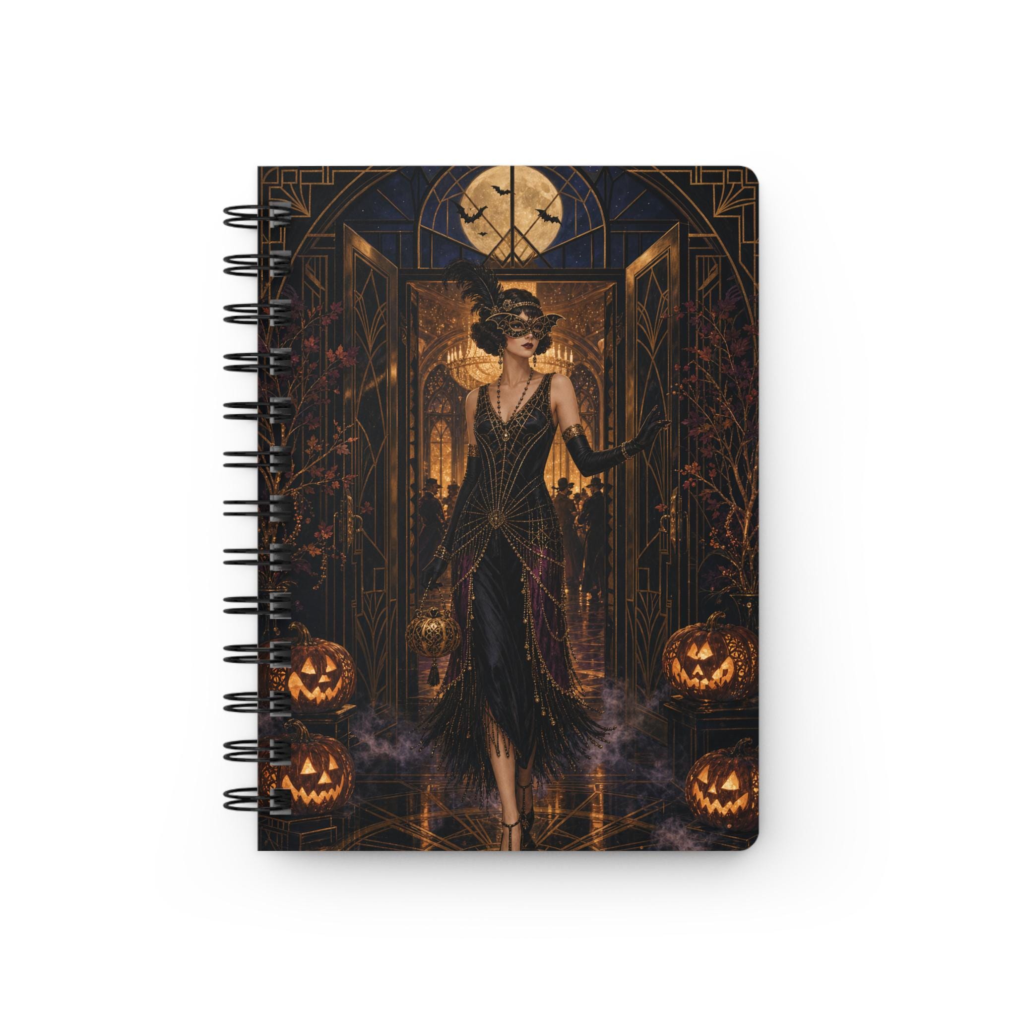 Halloween Masquerade Journal — Gothic Art Nouveau Spiral Notebook