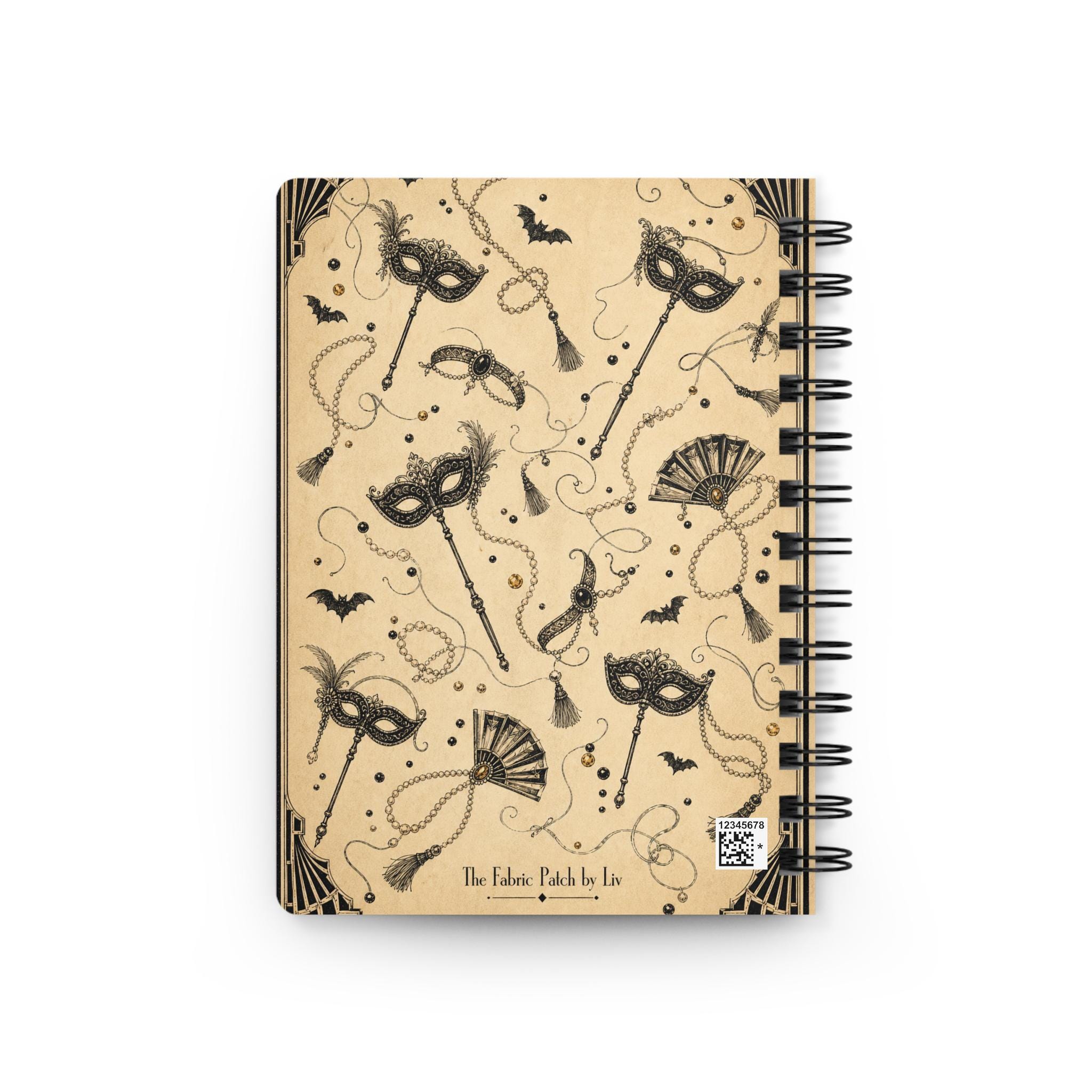 Halloween Masquerade Journal — Gothic Art Nouveau Spiral Notebook, product view 2