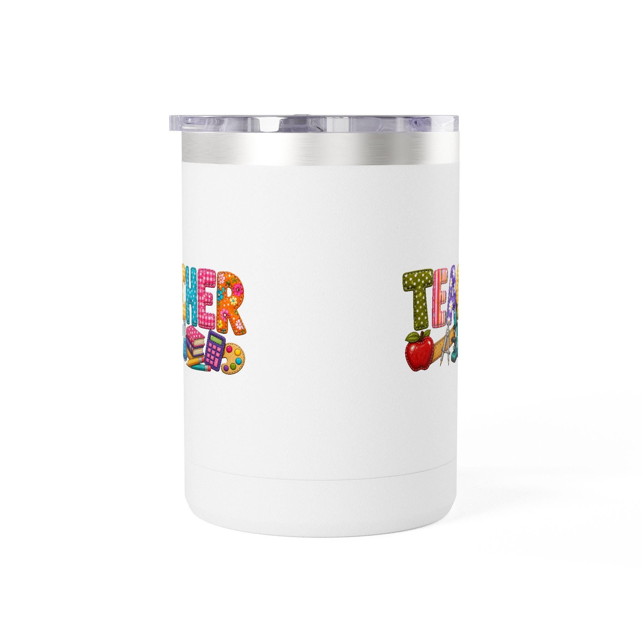 Teacher 15oz Insulated Coffee Mug Tumbler — Colorful Balloon-Style "TEACHER" Design, Gift for Educators, product view 3