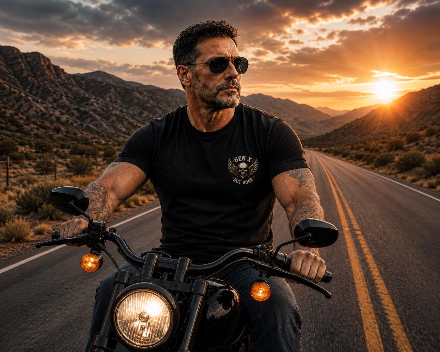Gen X Not Done skull wings X graphic T-Shirt | Retro biker style