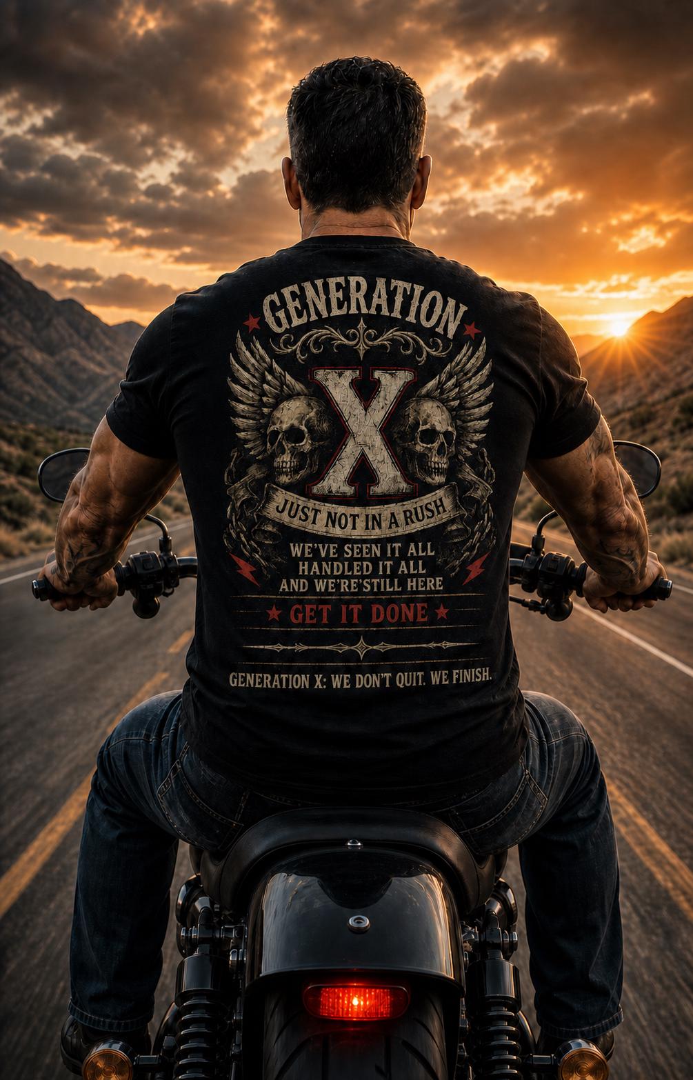 Gen X Not Done skull wings X graphic T-Shirt | Retro biker style, product view 8
