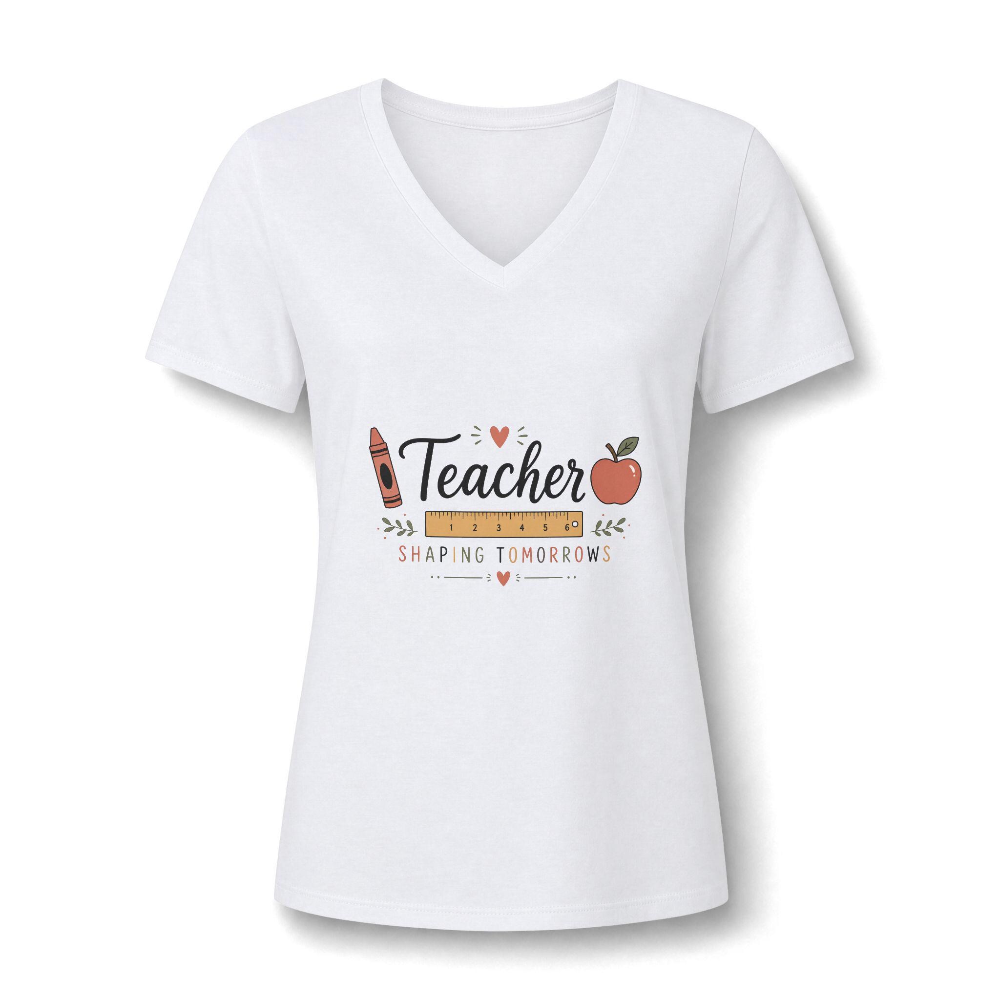 Women's Relaxed Heather CVC V-Neck Tee, product view 2