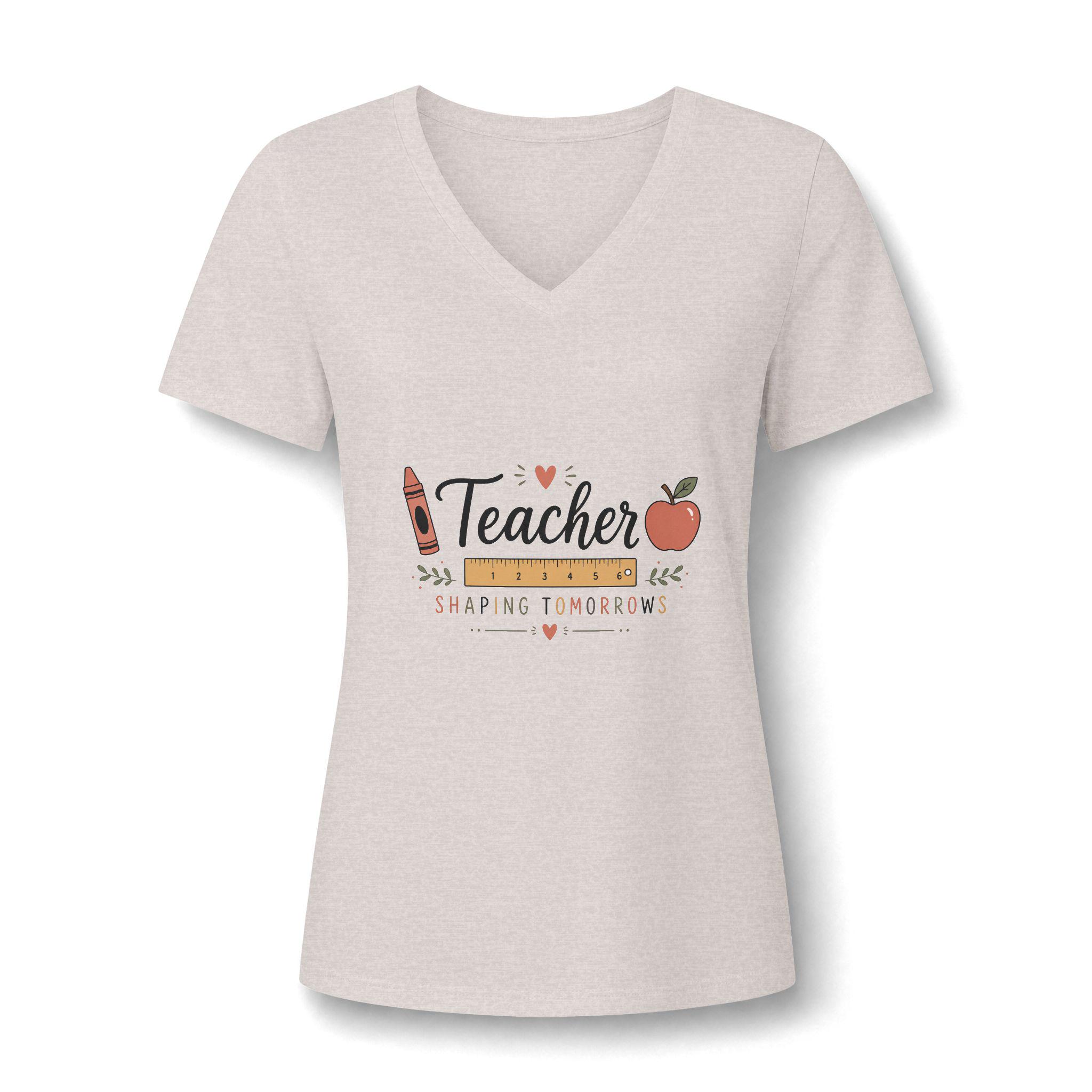 Women's Relaxed Heather CVC V-Neck Tee, product view 4