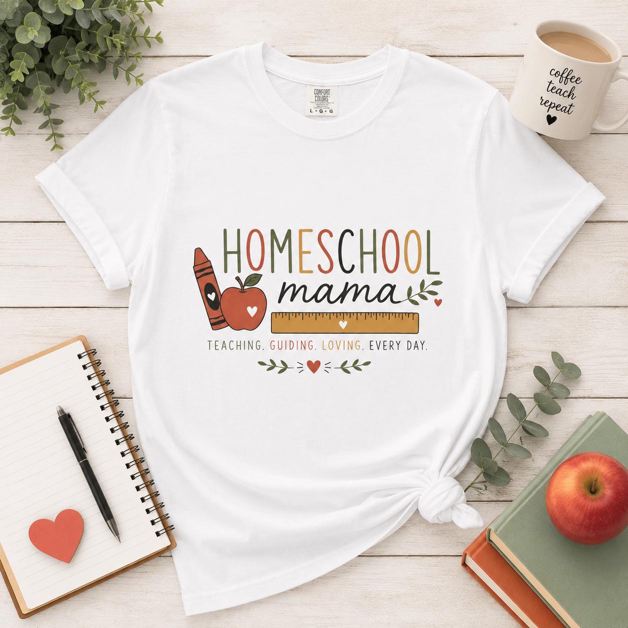 Homeschool Mama T-Shirt – Crayon Apple Teacher Tee